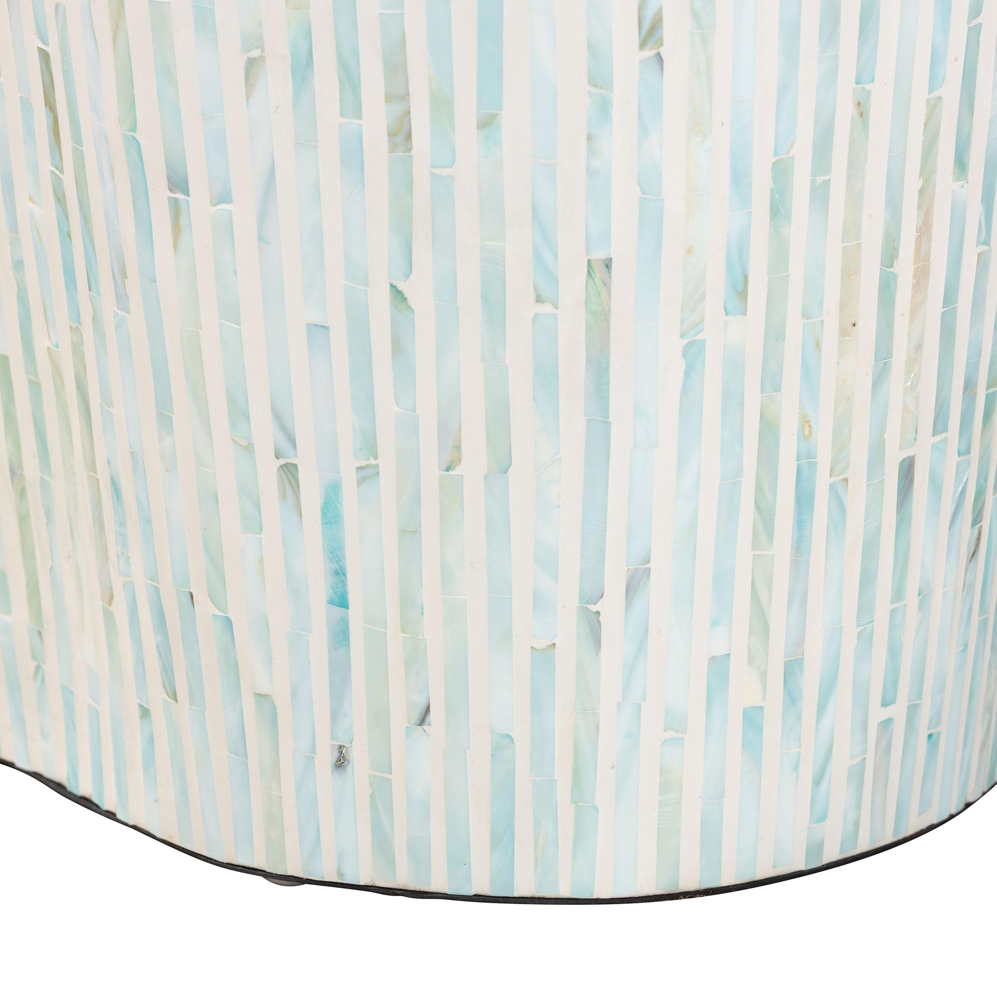 bali & pari Fiorella Capiz Shell Coffee Table - Mother of Pearl Irregular Shape Accent Table with Textured Inlay Surface for Living Room or Lounge Space