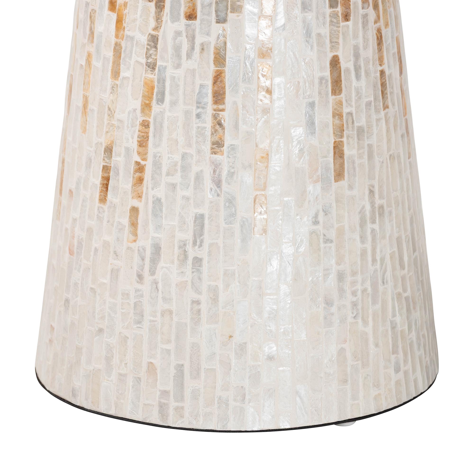 bali & pari Beile Capiz Shell Pedestal End Table - Mother of Pearl Scalloped Accent Table with Textured Inlay Surface for Living Room or Lounge Space