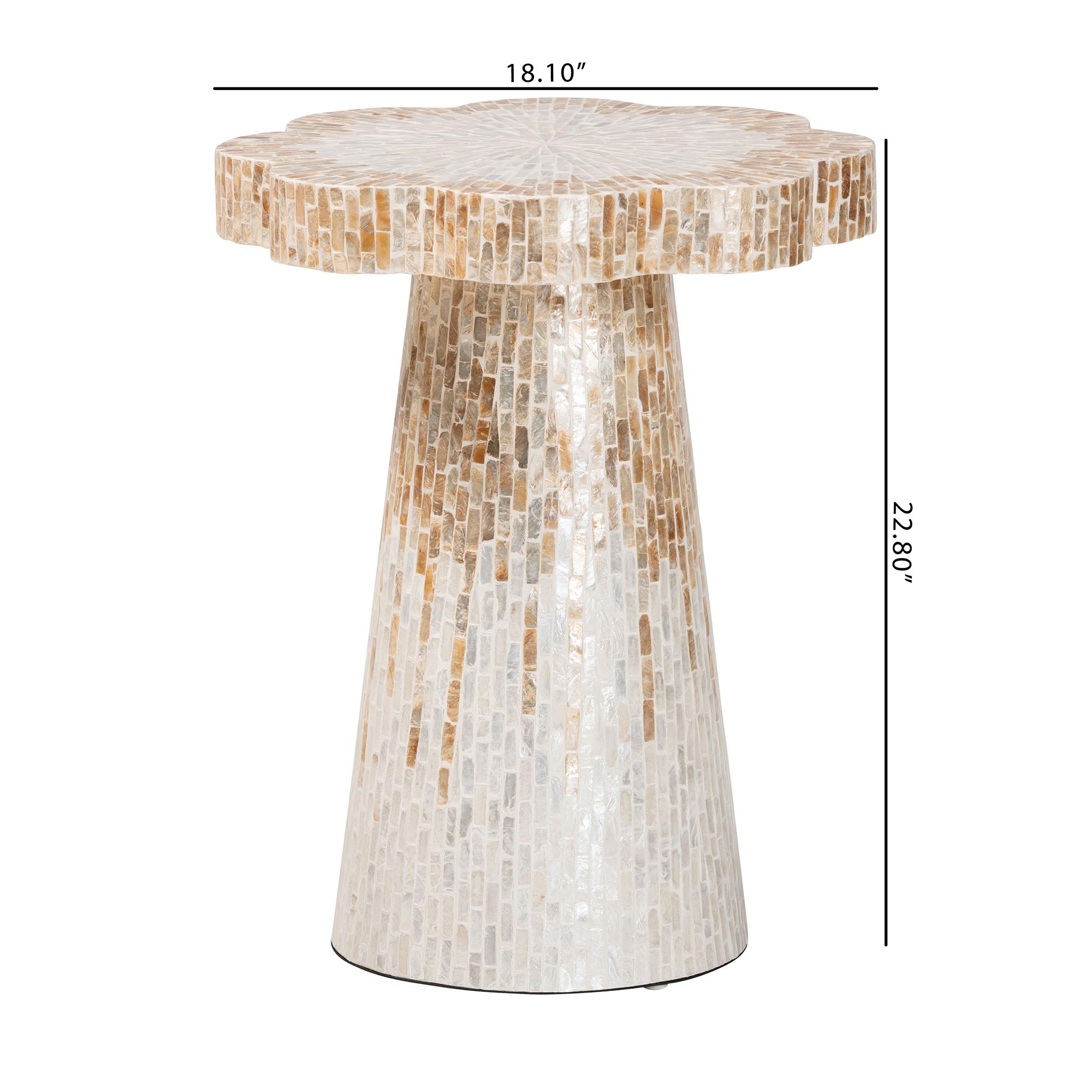 bali & pari Beile Capiz Shell Pedestal End Table - Mother of Pearl Scalloped Accent Table with Textured Inlay Surface for Living Room or Lounge Space