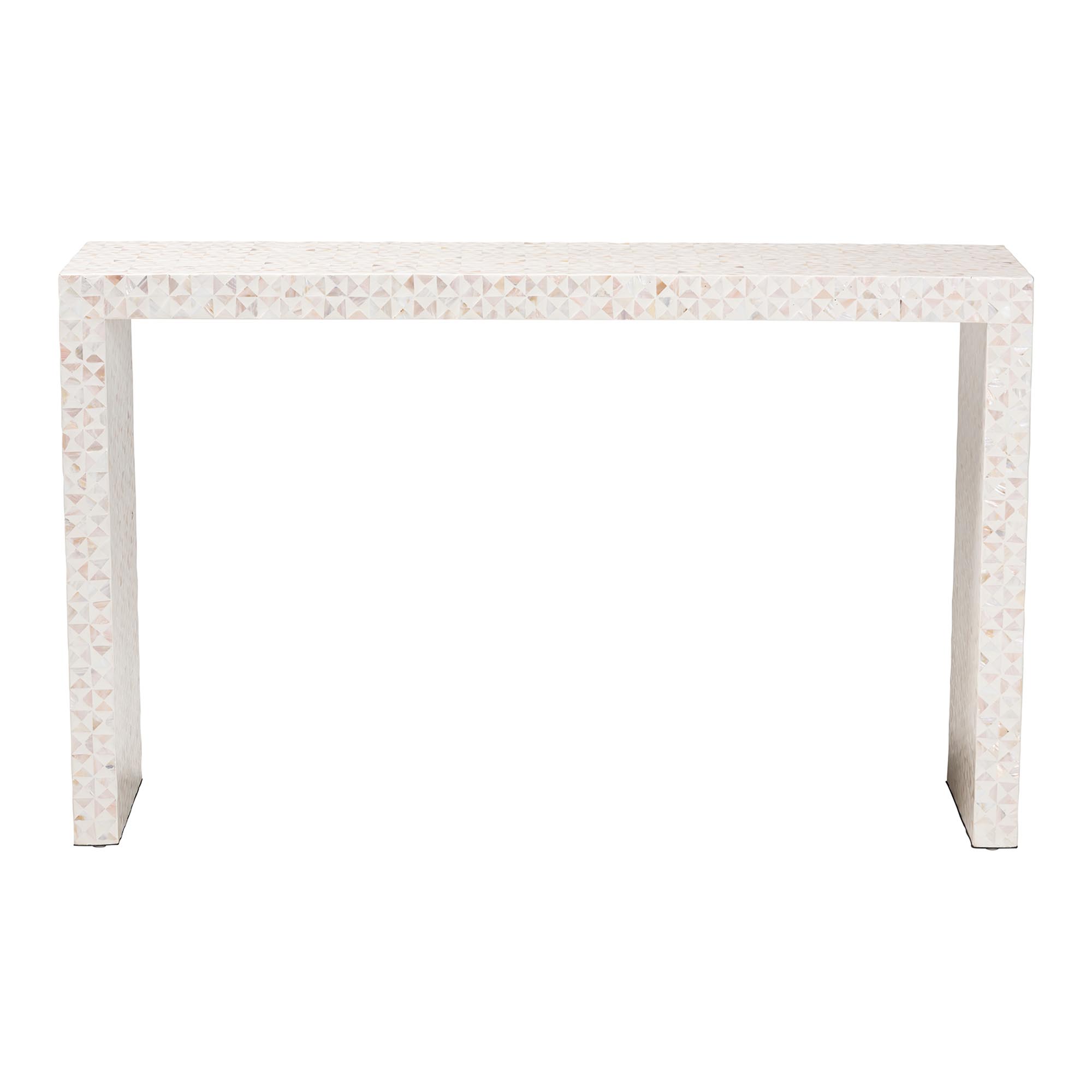 bali & pari Magara Capiz Shell Console Table - Mother of Pearl Waterfall Accent Table with Textured Inlay Surface for Living Room, Hallway or Entryway