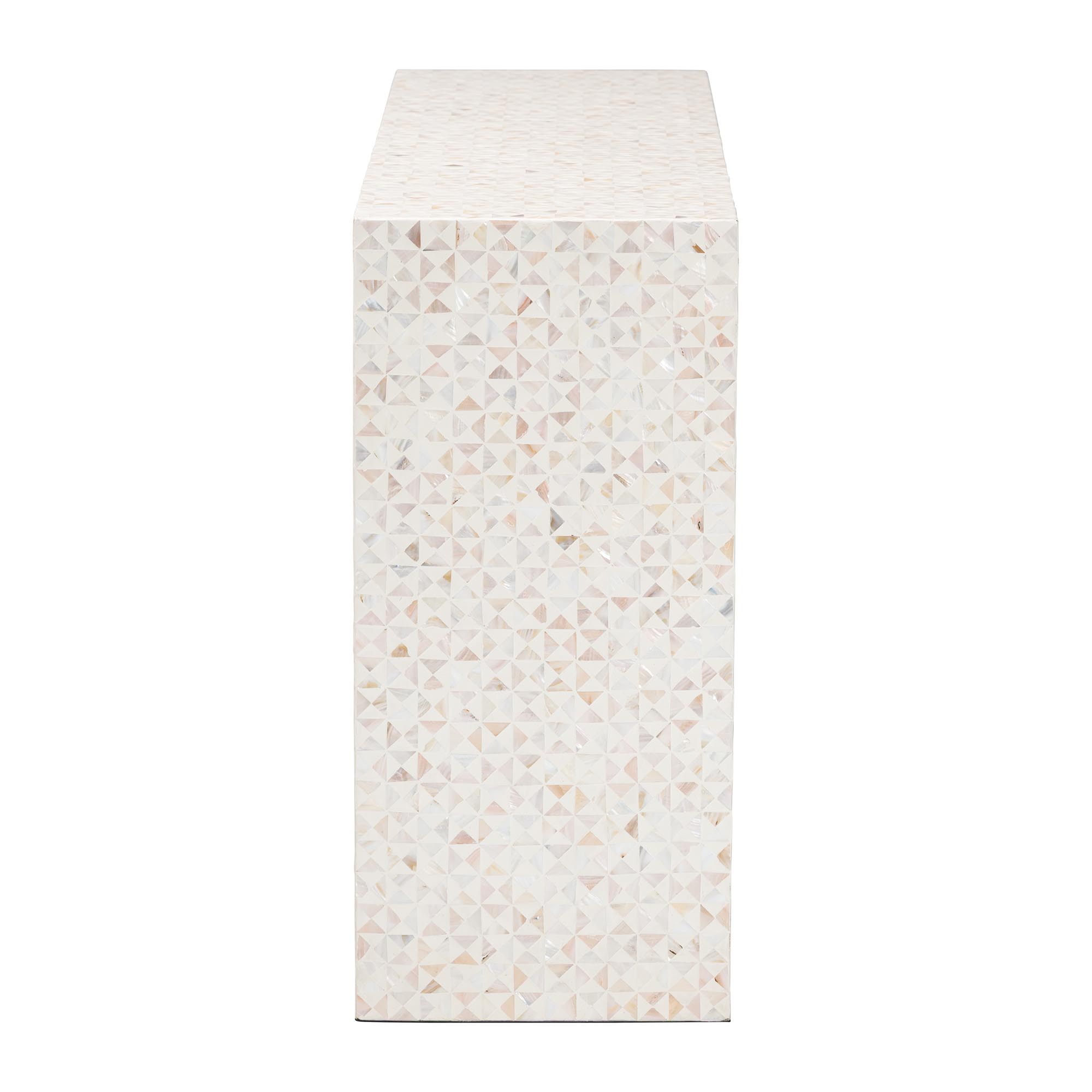 bali & pari Magara Capiz Shell Console Table - Mother of Pearl Waterfall Accent Table with Textured Inlay Surface for Living Room, Hallway or Entryway