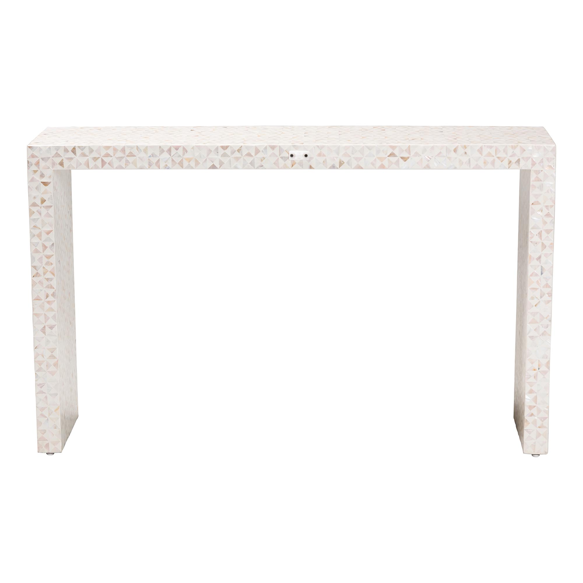 bali & pari Magara Capiz Shell Console Table - Mother of Pearl Waterfall Accent Table with Textured Inlay Surface for Living Room, Hallway or Entryway