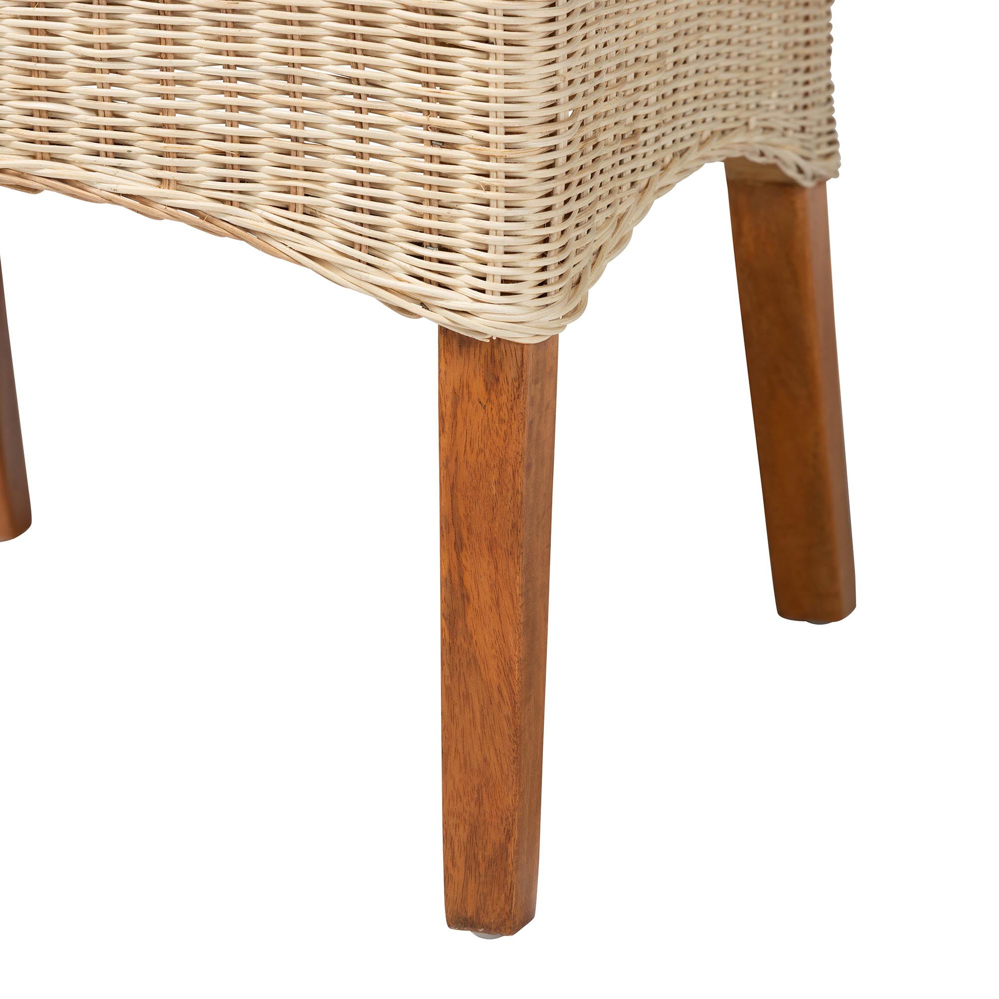 bali & pari Haybourne Natural Rattan 2-Piece Dining Chair Set - Handwoven Wicker Accent Seating with Wingback Frame for Kitchen or Dining Room