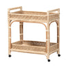 bali & pari Carole Natural Rattan Kitchen Cart - 2-Tier Handwoven Wicker Storage Trolley with Raised Borders for Kitchen or Lounge