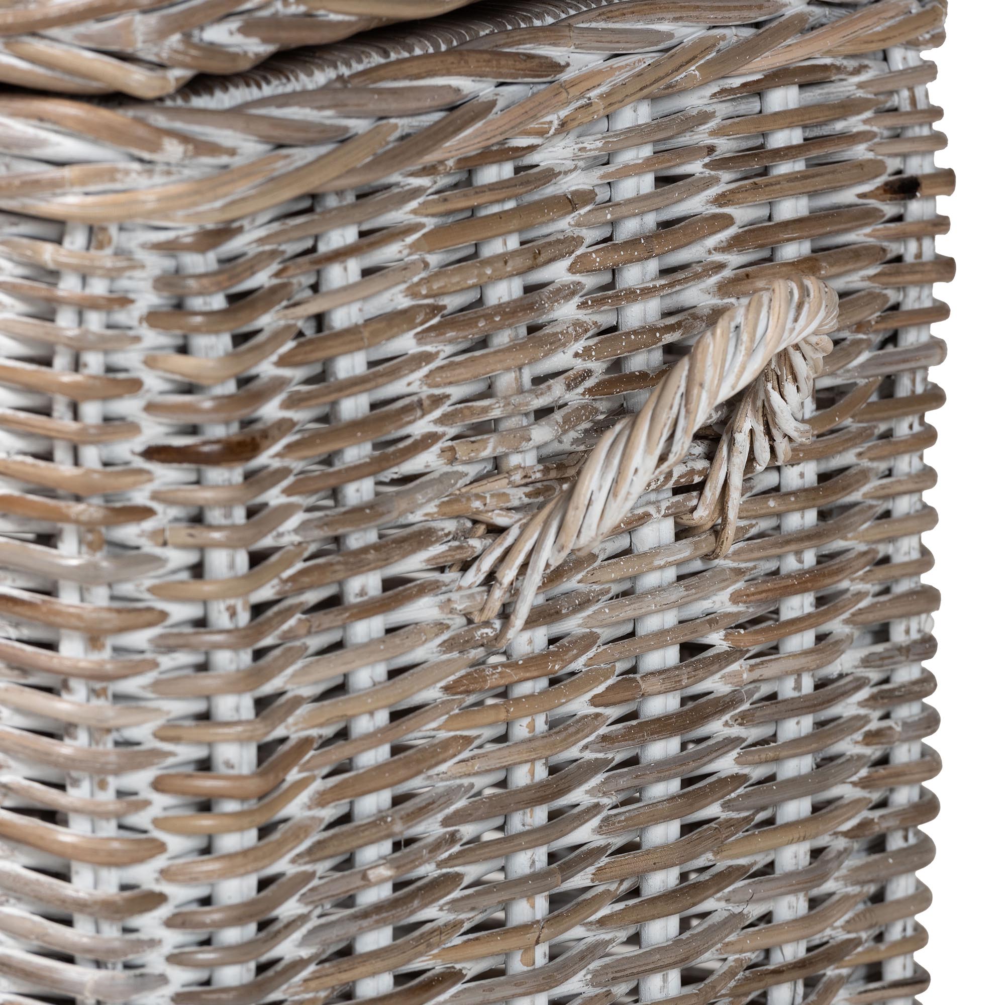 bali & pari Clarette Whitewashed Rattan Storage Bench - Handwoven Wicker Storage Trunk with Lift-Top Lid, Boho Coastal Seating for Living Room, Bedroom, or Entryway