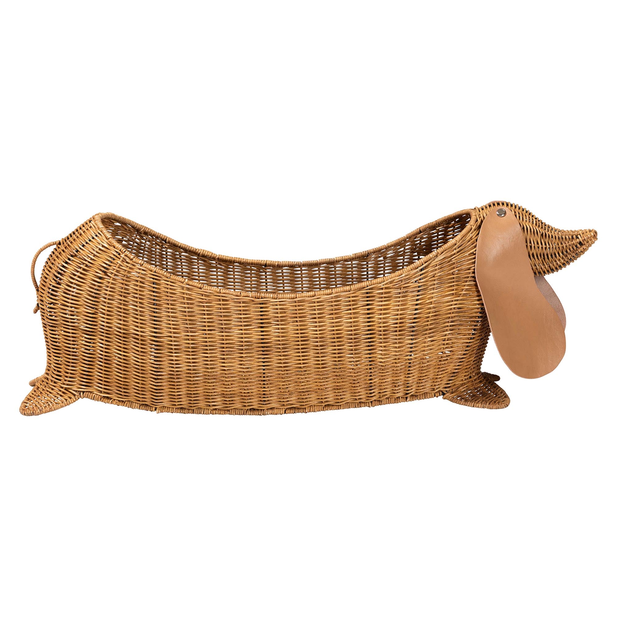 bali & pari Daffodil Natural Rattan Dachshund Basket - Handwoven Wicker Storage Solution