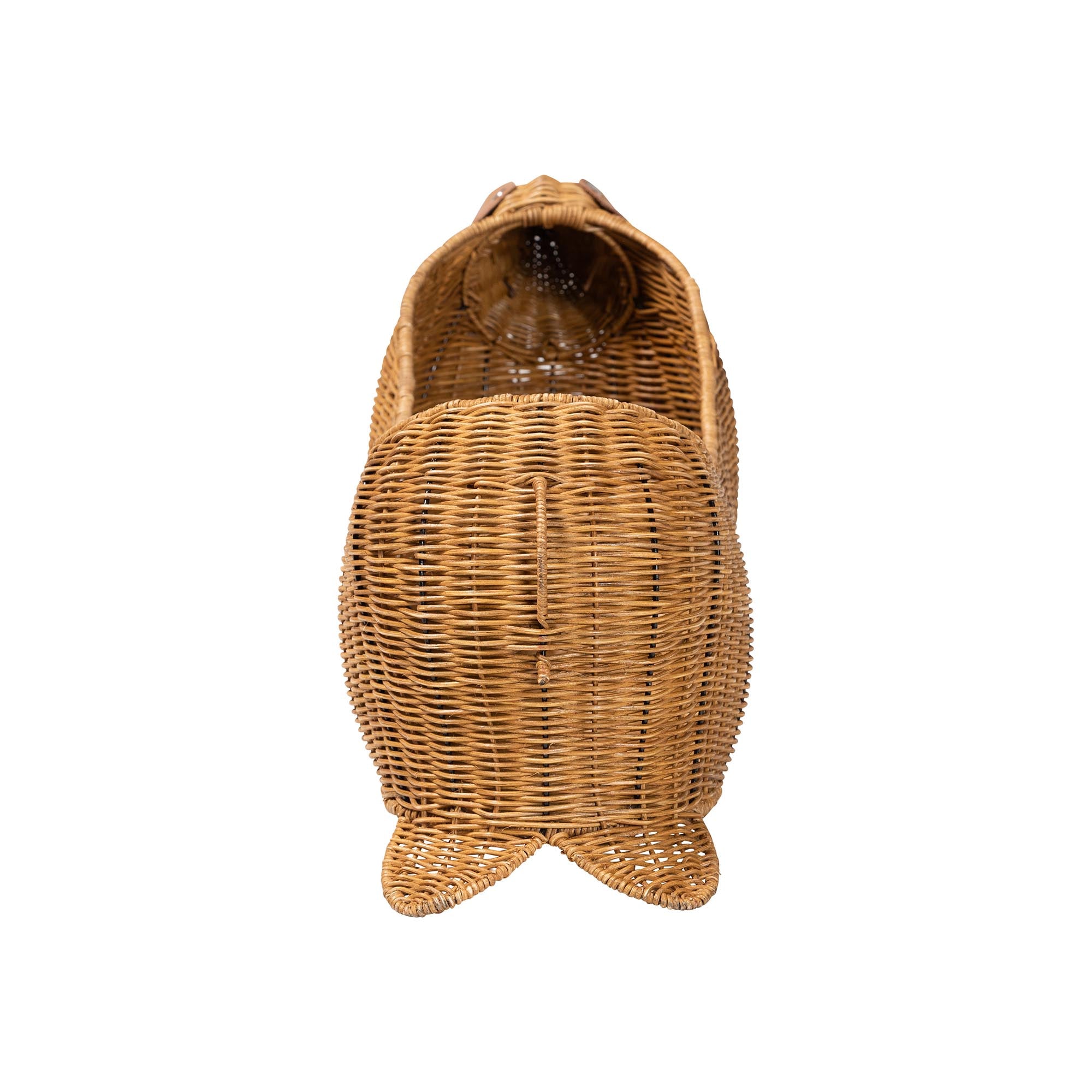 bali & pari Daffodil Natural Rattan Dachshund Basket - Handwoven Wicker Storage Solution