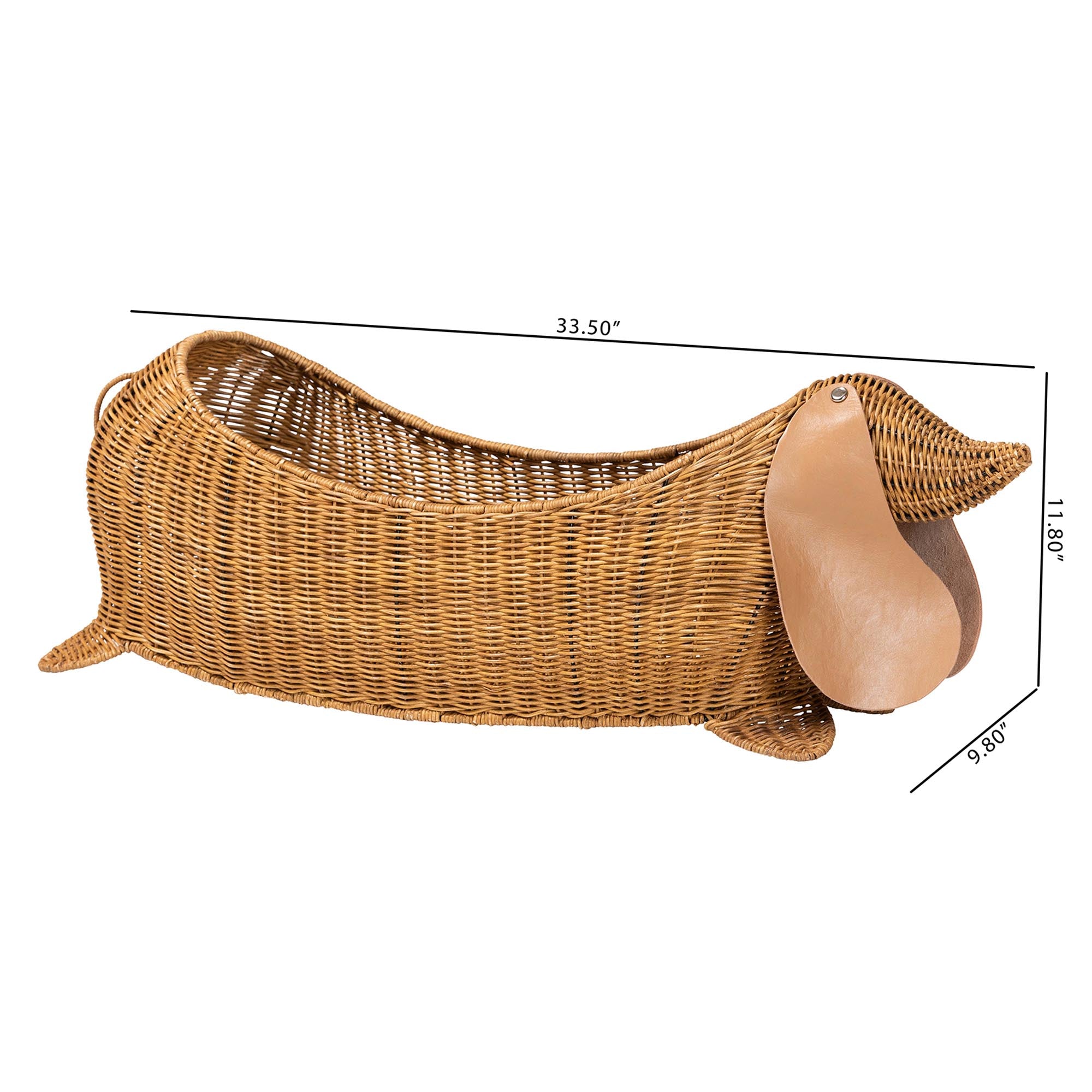 bali & pari Daffodil Natural Rattan Dachshund Basket - Handwoven Wicker Storage Solution