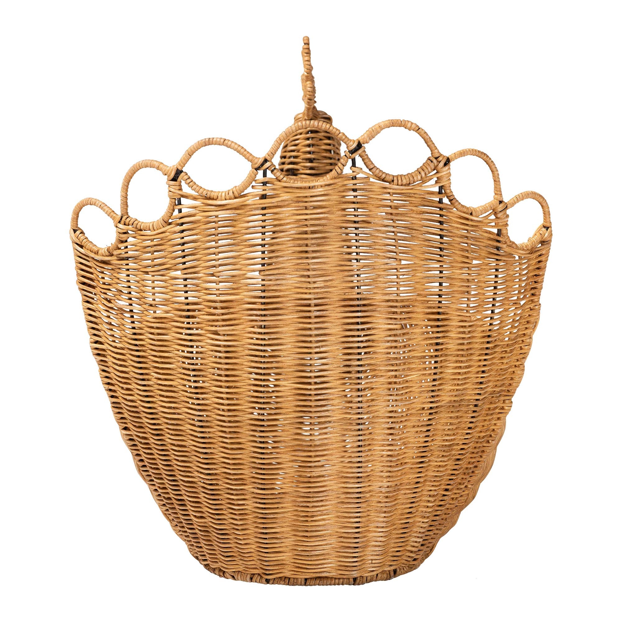 bali & pari Florabel Natural Rattan Peacock Basket - Handwoven Wicker Storage Solution