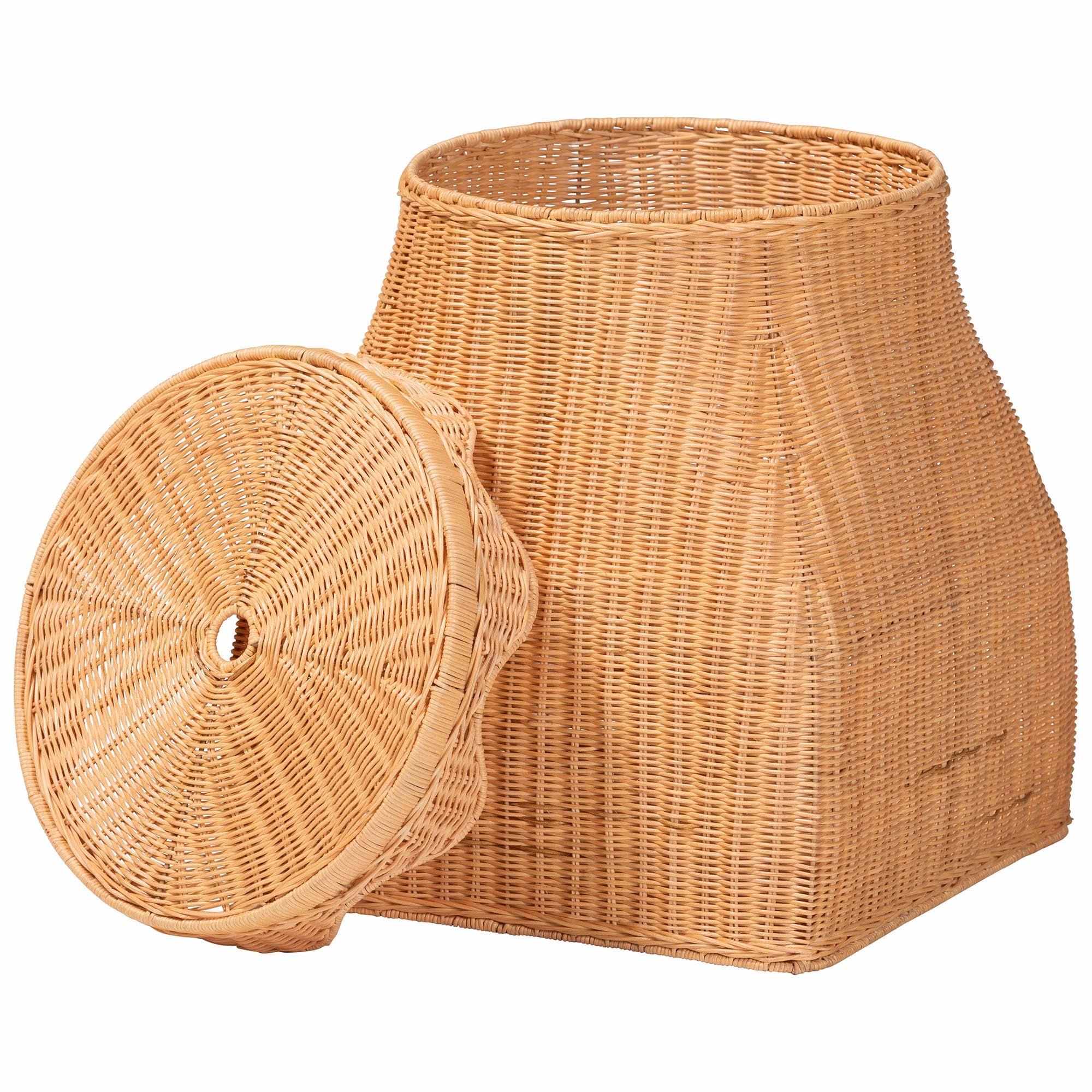 bali & pari Ada Natural Rattan Laundry Hamper - Handwoven Wicker Storage Basket for Laundry Room, Bathroom, or Bedroom Organization