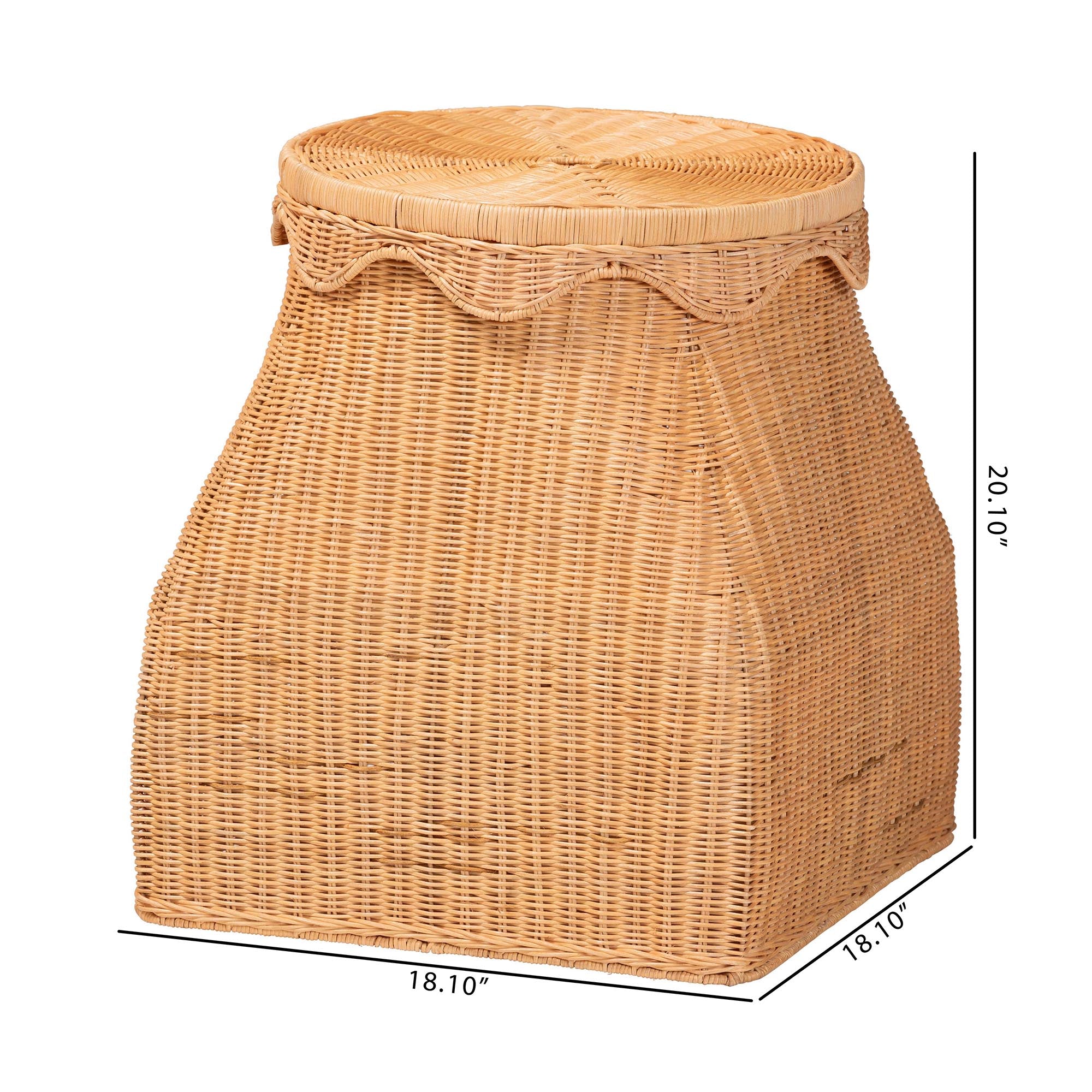 bali & pari Ada Natural Rattan Laundry Hamper - Handwoven Wicker Storage Basket for Laundry Room, Bathroom, or Bedroom Organization