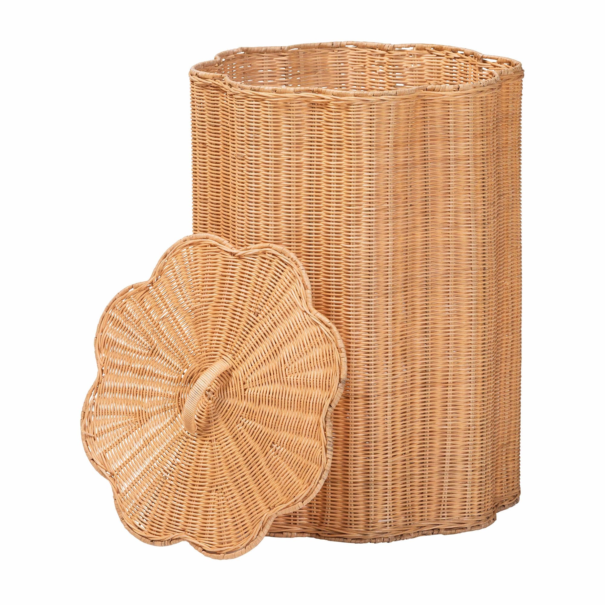 bali & pari Danilo Natural Rattan Laundry Hamper - Handwoven Wicker Storage Basket for Laundry Room, Bathroom, or Bedroom Organization