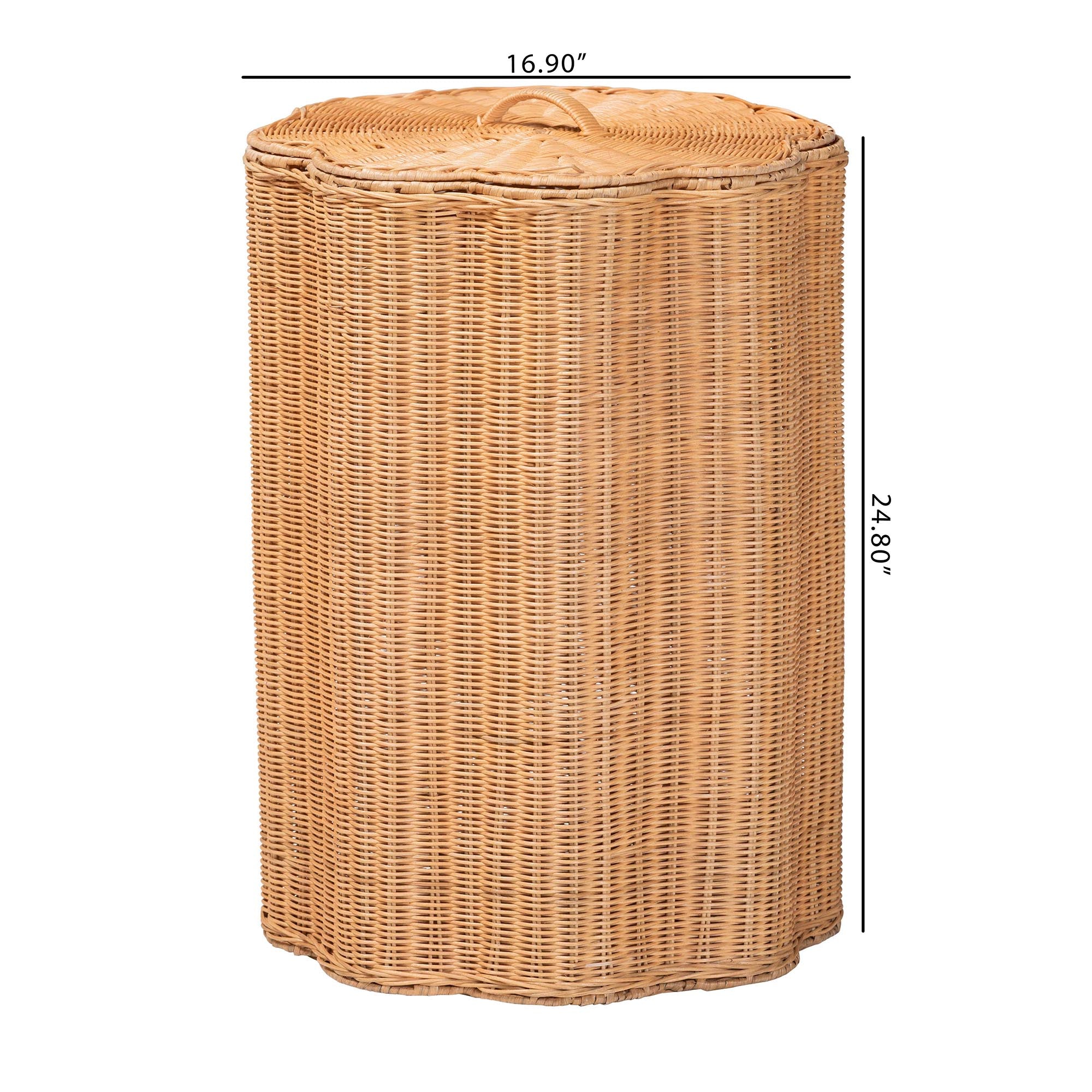 bali & pari Danilo Natural Rattan Laundry Hamper - Handwoven Wicker Storage Basket for Laundry Room, Bathroom, or Bedroom Organization