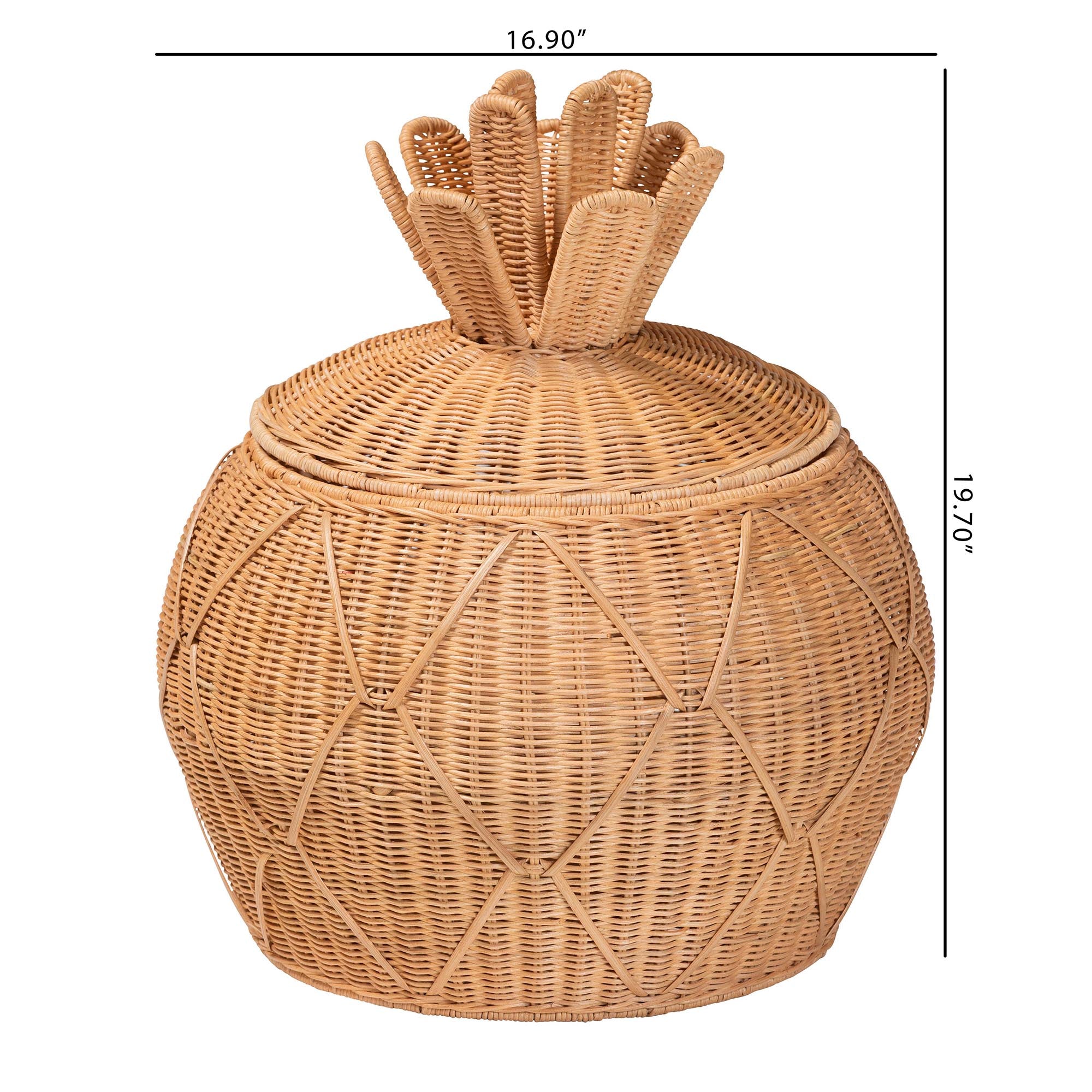 bali & pari Pelham Natural Rattan Laundry Hamper - Handwoven Wicker Storage Basket for Laundry Room, Bathroom, or Bedroom Organization, Small