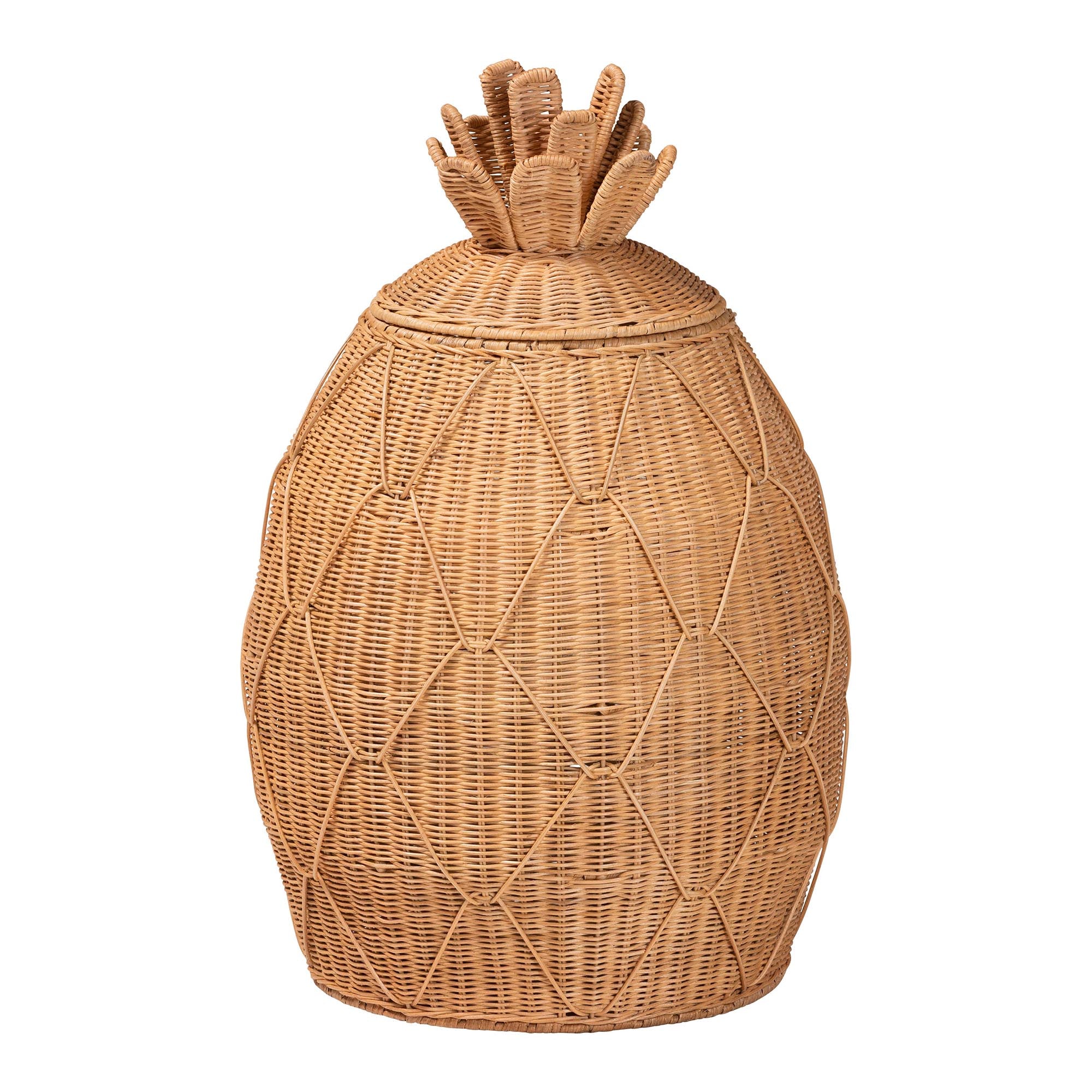 bali & pari Pelham Natural Rattan Laundry Hamper - Handwoven Wicker Storage Basket for Laundry Room, Bathroom, or Bedroom Organization, Large