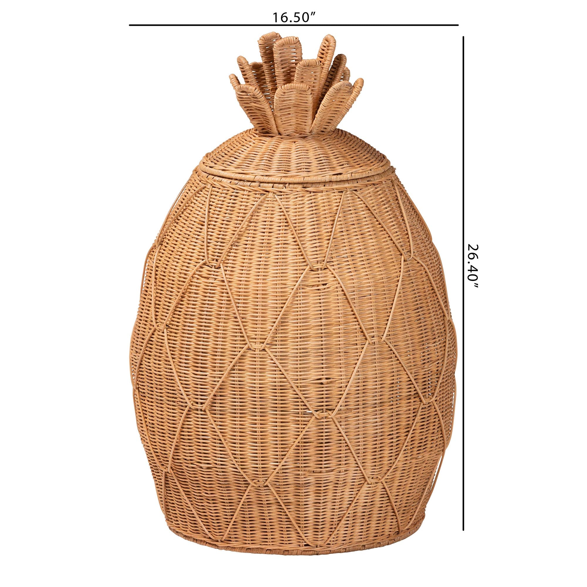 bali & pari Pelham Natural Rattan Laundry Hamper - Handwoven Wicker Storage Basket for Laundry Room, Bathroom, or Bedroom Organization, Large