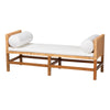 bali & pari Vivan Natural Rattan Bench - Handwoven Wicker Accent Seating with Cushion and Pillows, Backless