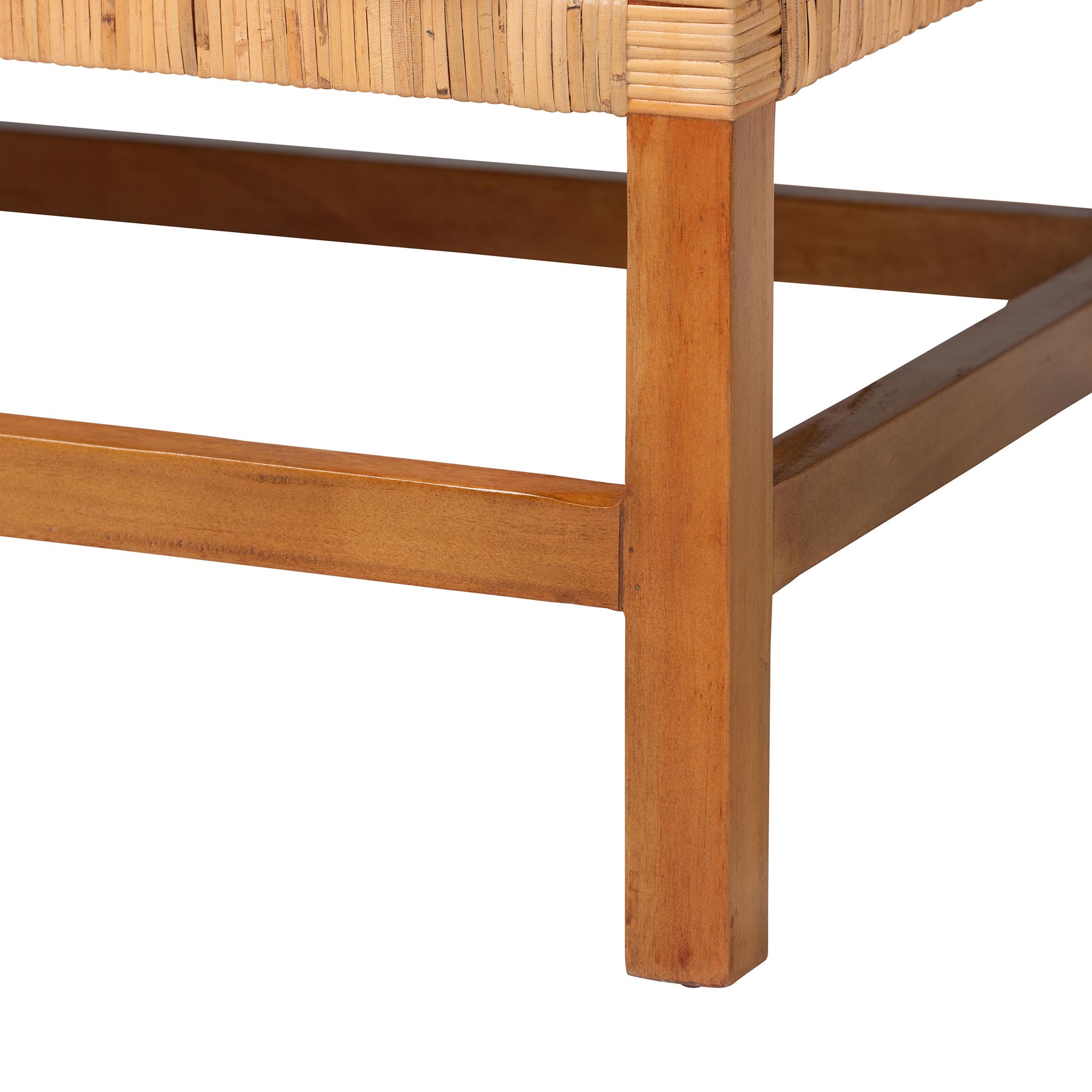 bali & pari Vivan Natural Rattan Bench - Handwoven Wicker Accent Seating with Cushion and Pillows, Backless