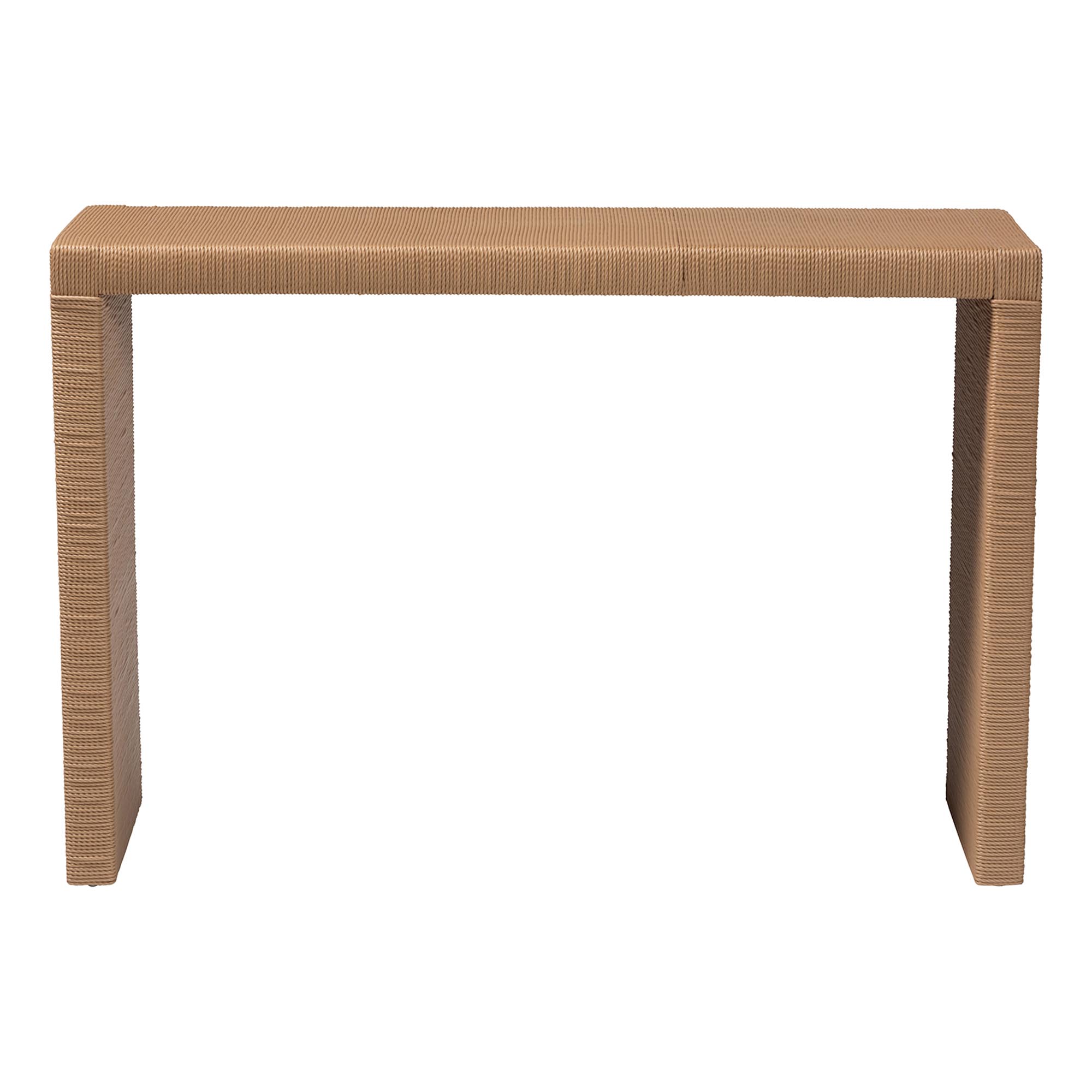 bali & pari Salve Woven Seagrass Console Table - Handwoven Wicker Waterfall Accent Table for Living Room, Entryway, or Hallway