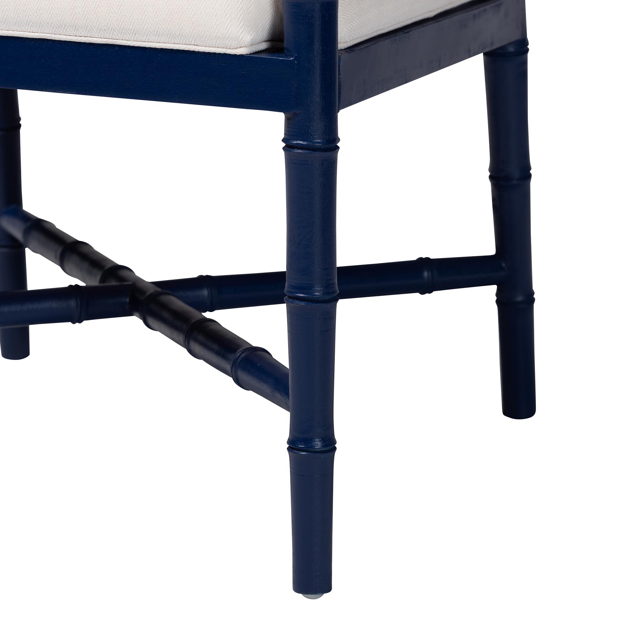 bali & pari Sergio Wood 2-Piece Dining Chair Set - Chippendale Side Chair with Bamboo Motif and Upholstered Seat Cushion, Navy Blue