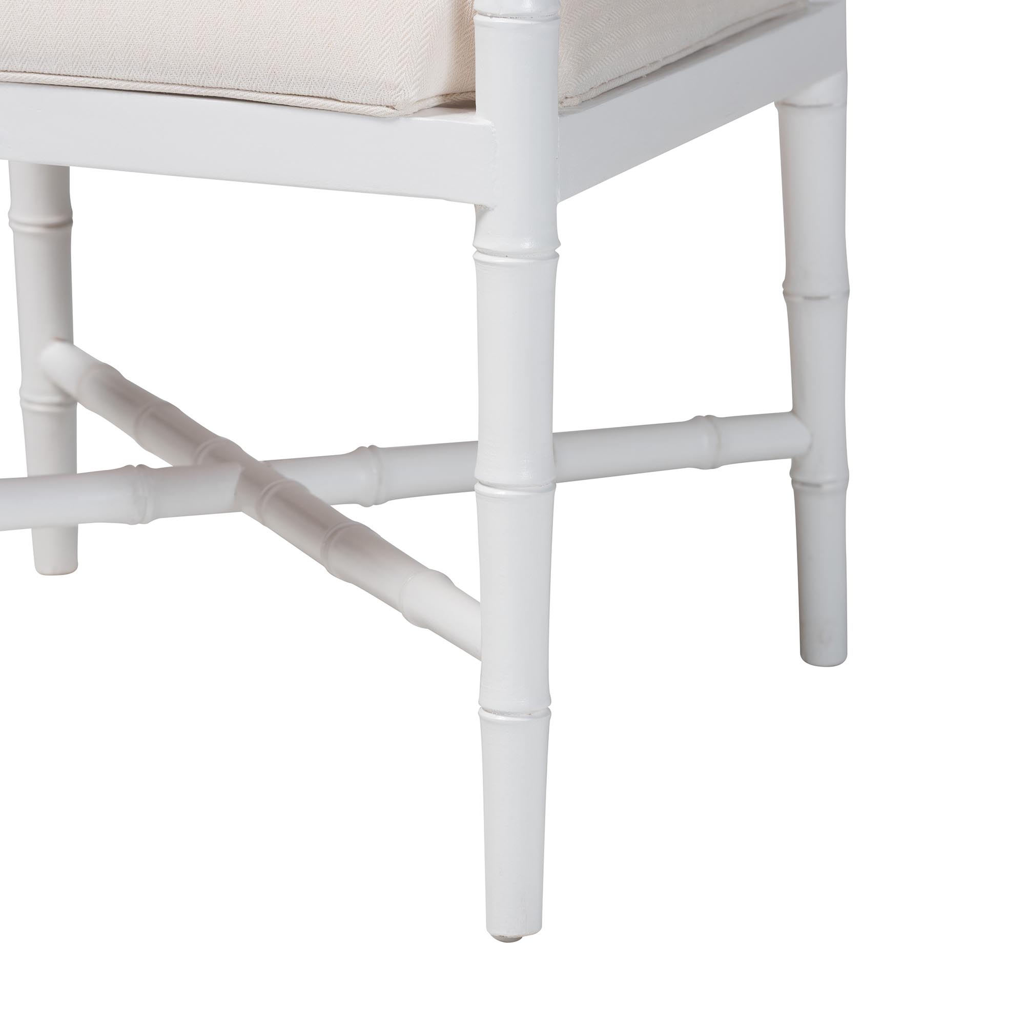 bali & pari Sergio Wood 2-Piece Dining Chair Set - Chippendale Side Chair with Bamboo Motif and Upholstered Seat Cushion, White