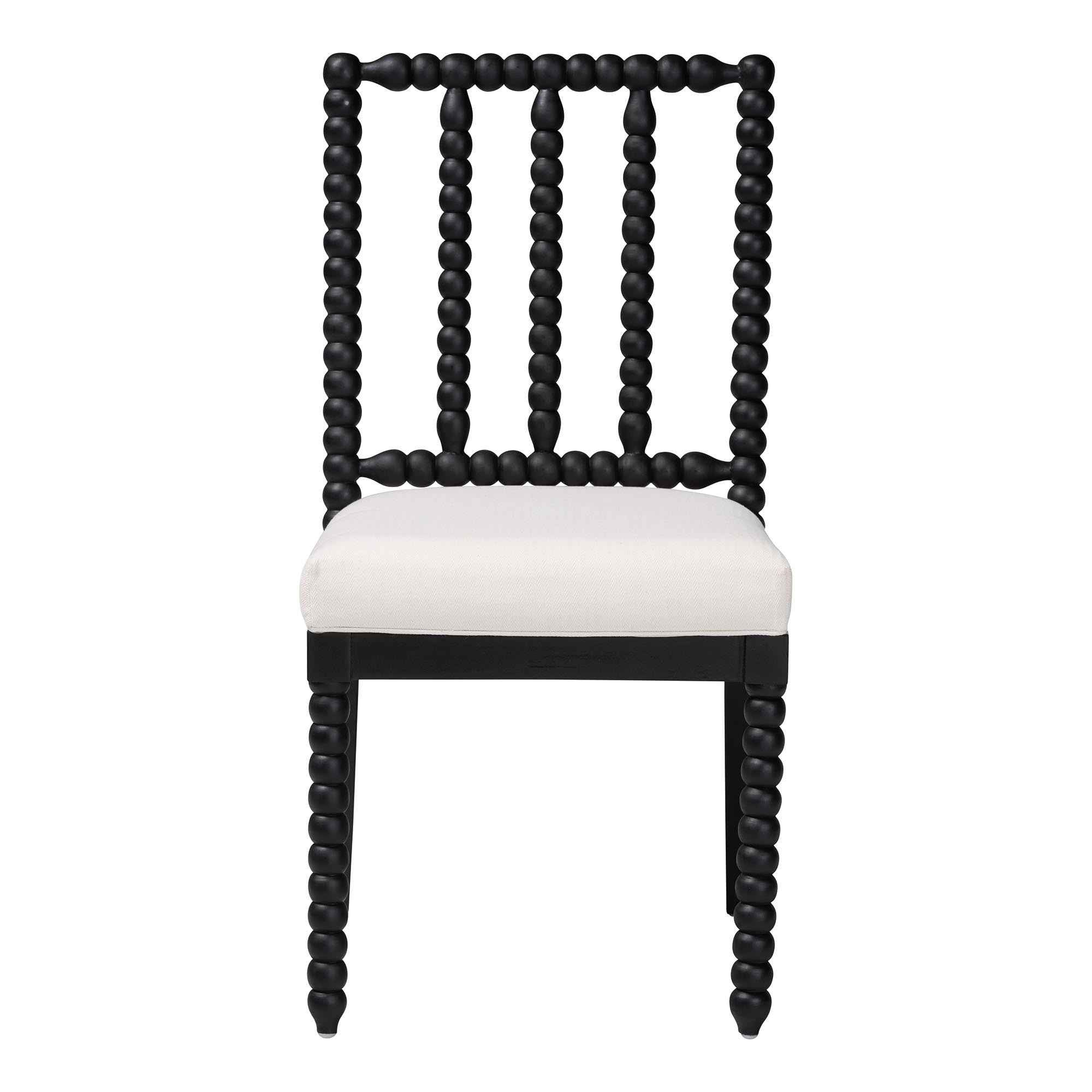 bali & pari Deya Bobbin Dining Chair - Wood Side Chair with Upholstered Seat and Spindle Backrest, Black