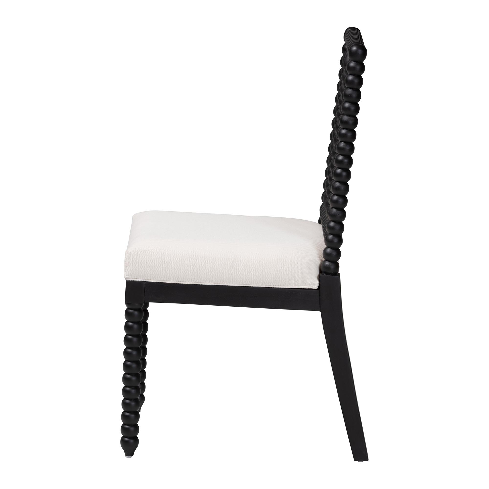 bali & pari Deya Bobbin Dining Chair - Wood Side Chair with Upholstered Seat and Spindle Backrest, Black