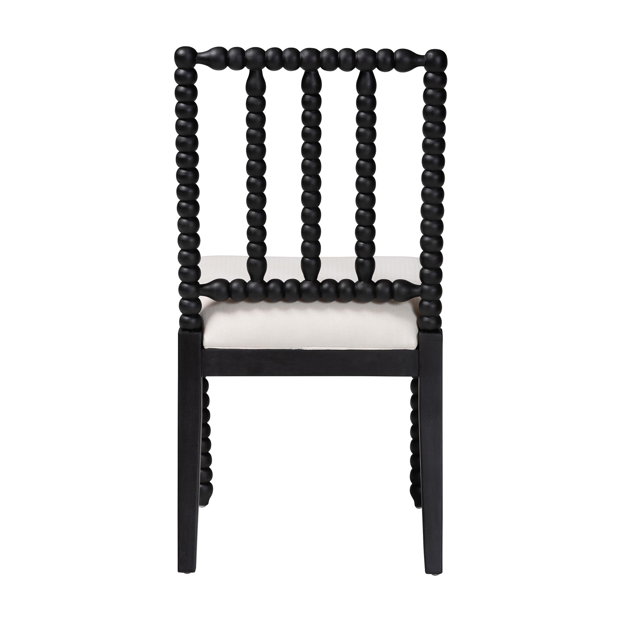 bali & pari Deya Bobbin Dining Chair - Wood Side Chair with Upholstered Seat and Spindle Backrest, Black