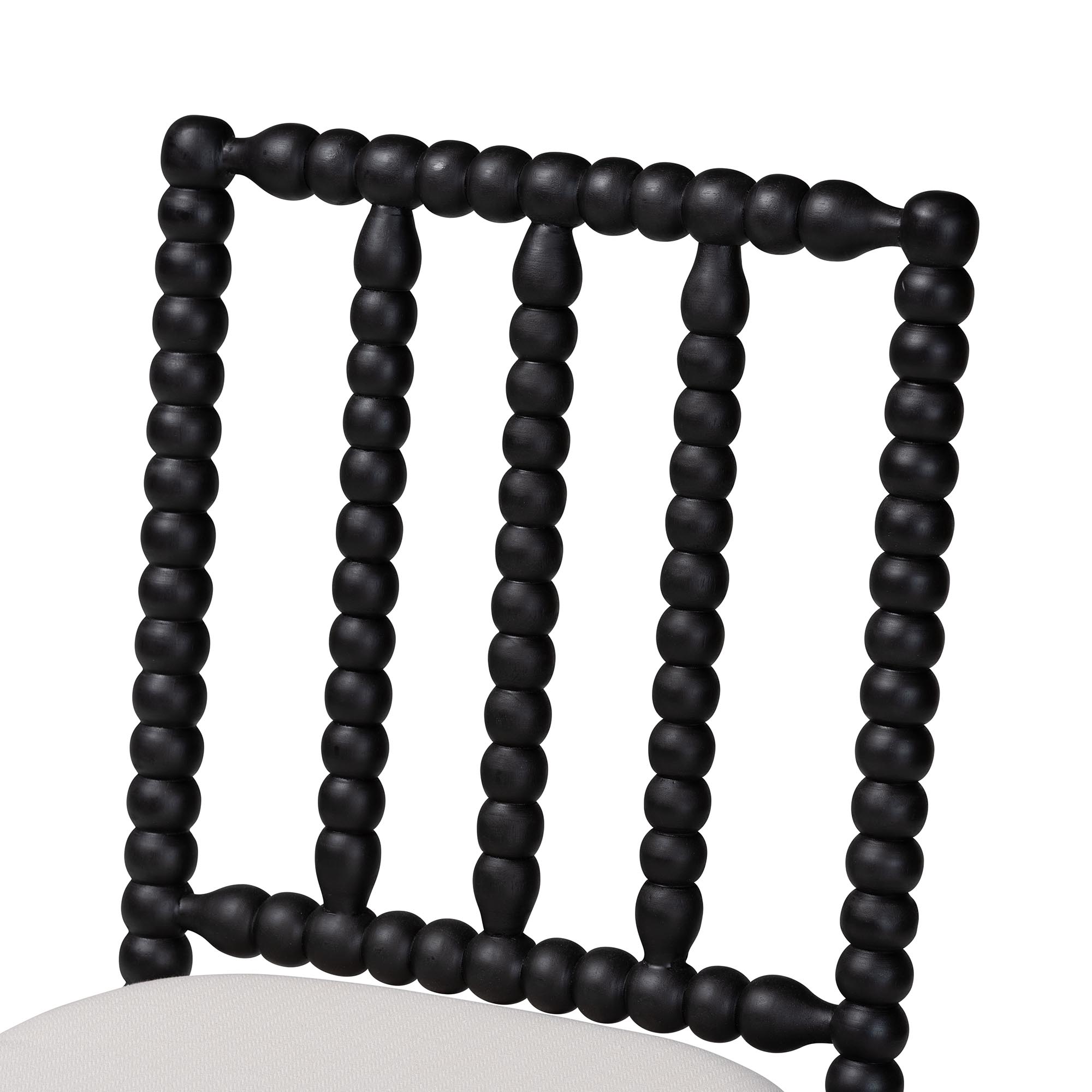 bali & pari Deya Bobbin Dining Chair - Wood Side Chair with Upholstered Seat and Spindle Backrest, Black