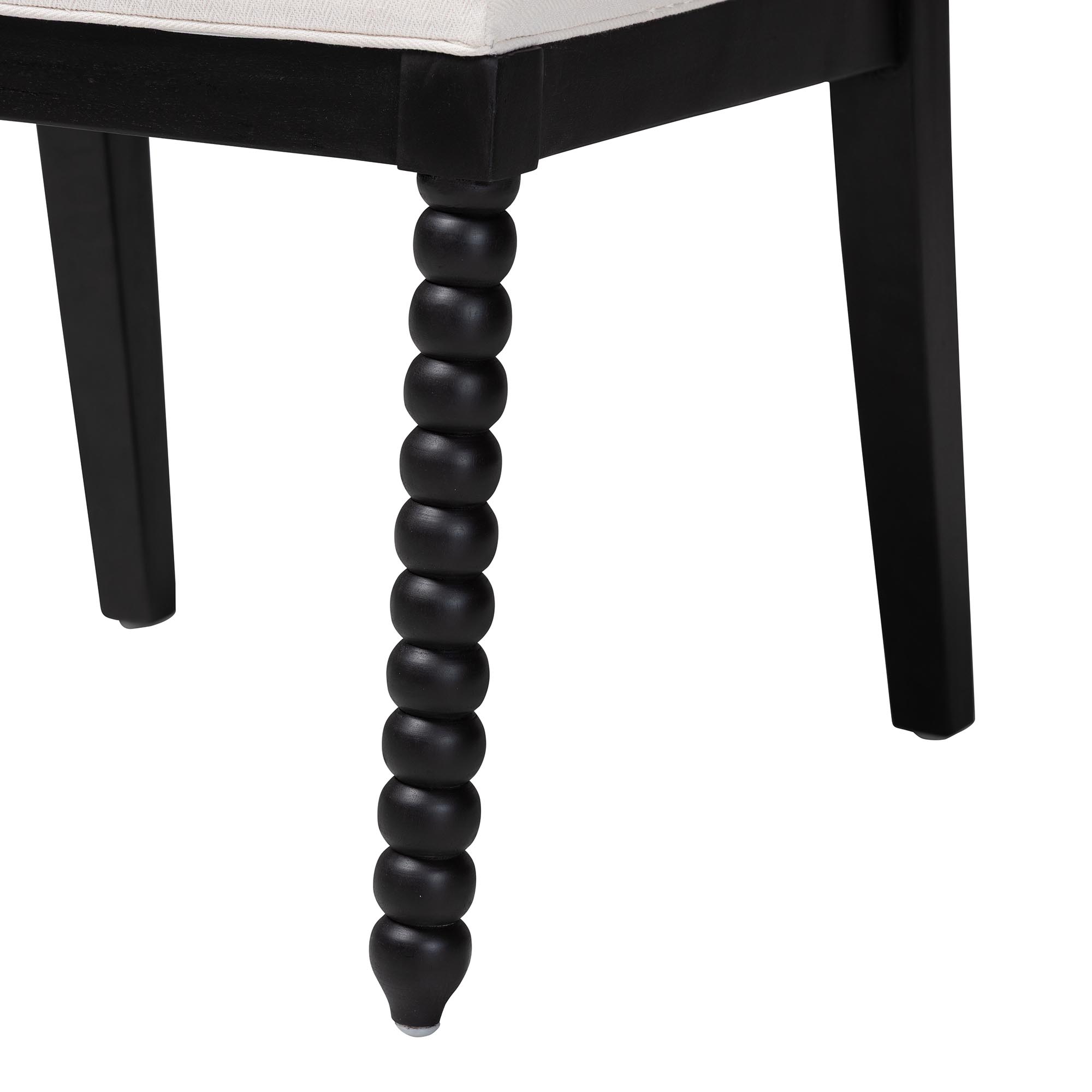 bali & pari Deya Bobbin Dining Chair - Wood Side Chair with Upholstered Seat and Spindle Backrest, Black