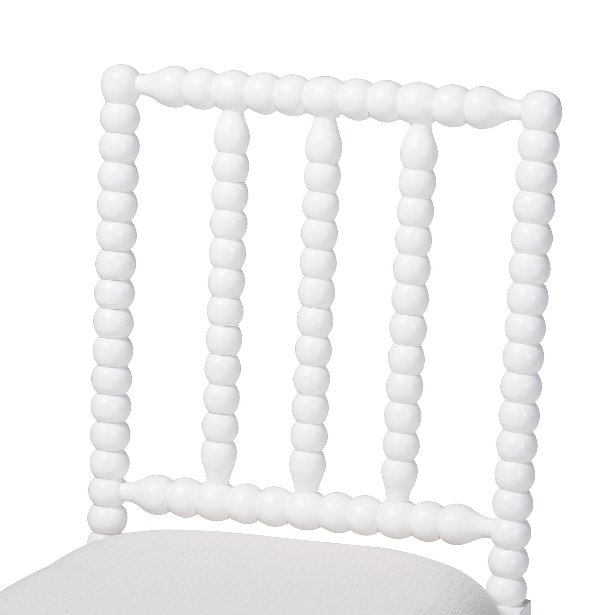 bali & pari Deya Bobbin Dining Chair - Wood Side Chair with Upholstered Seat and Spindle Backrest, White