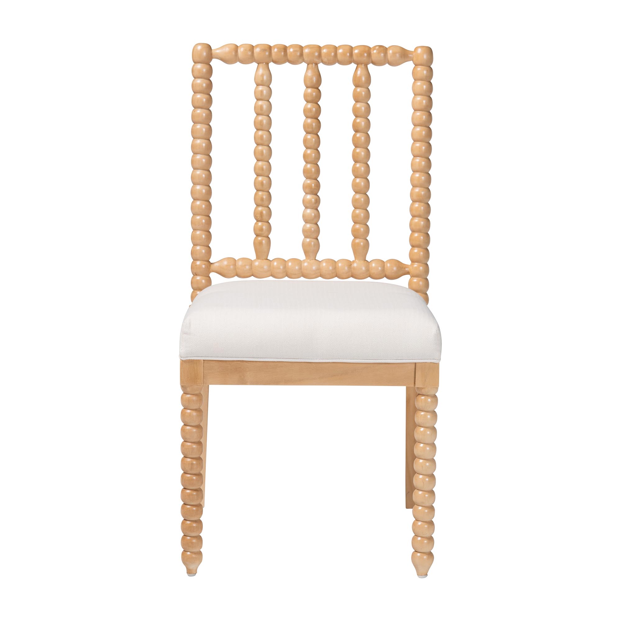 bali & pari Deya Bobbin Dining Chair - Wood Side Chair with Upholstered Seat and Spindle Backrest, Natural Brown