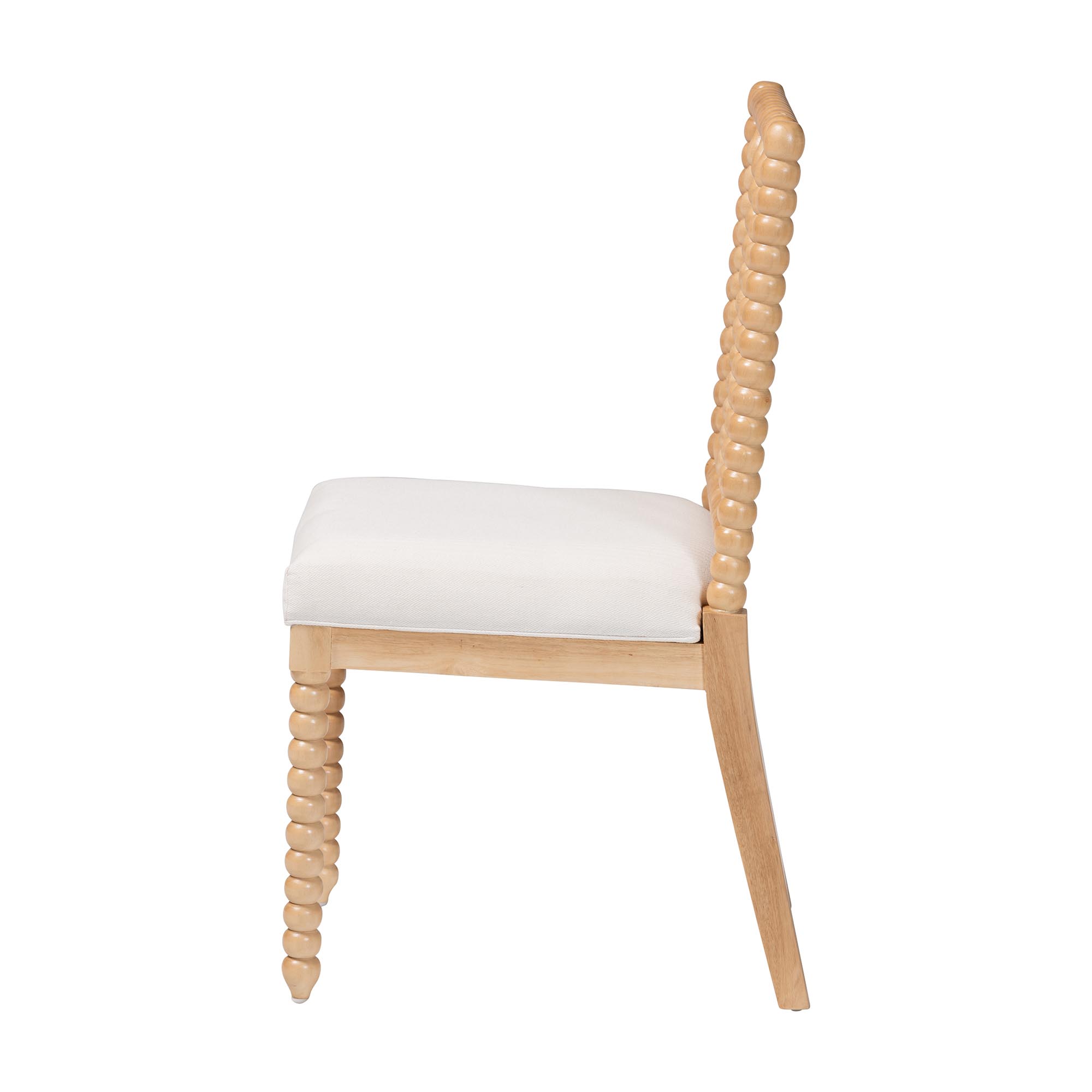 bali & pari Deya Bobbin Dining Chair - Wood Side Chair with Upholstered Seat and Spindle Backrest, Natural Brown