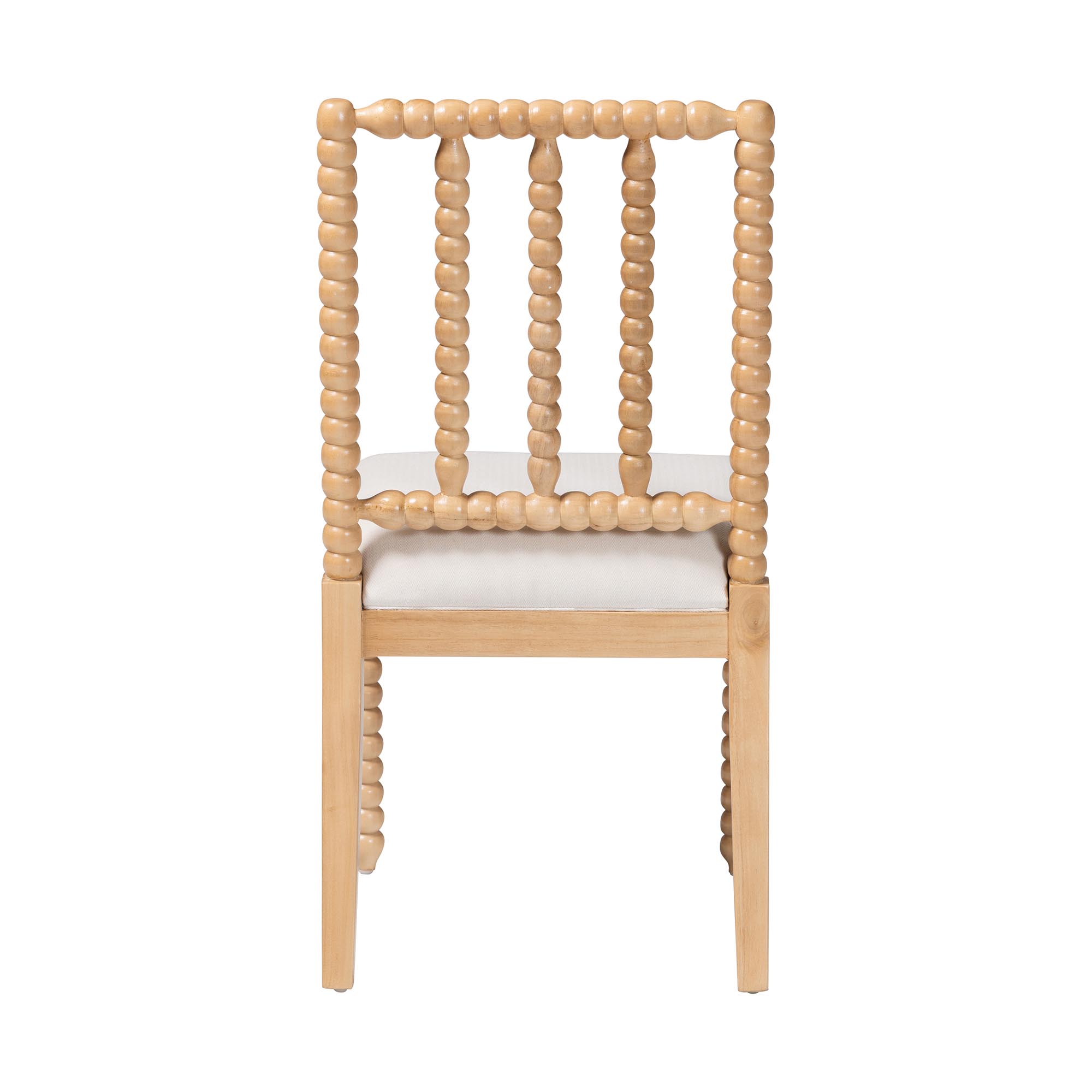 bali & pari Deya Bobbin Dining Chair - Wood Side Chair with Upholstered Seat and Spindle Backrest, Natural Brown