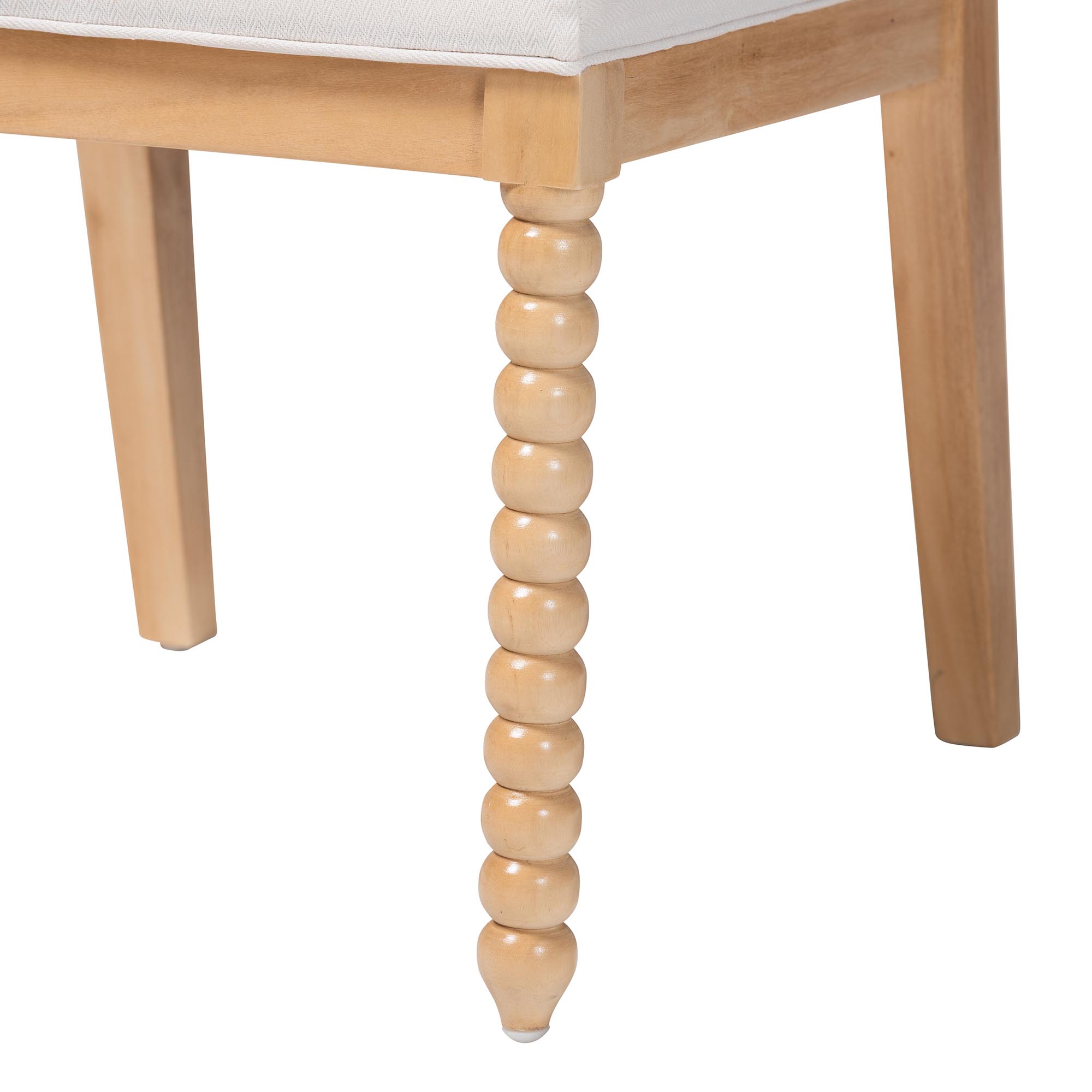 bali & pari Deya Bobbin Dining Chair - Wood Side Chair with Upholstered Seat and Spindle Backrest, Natural Brown