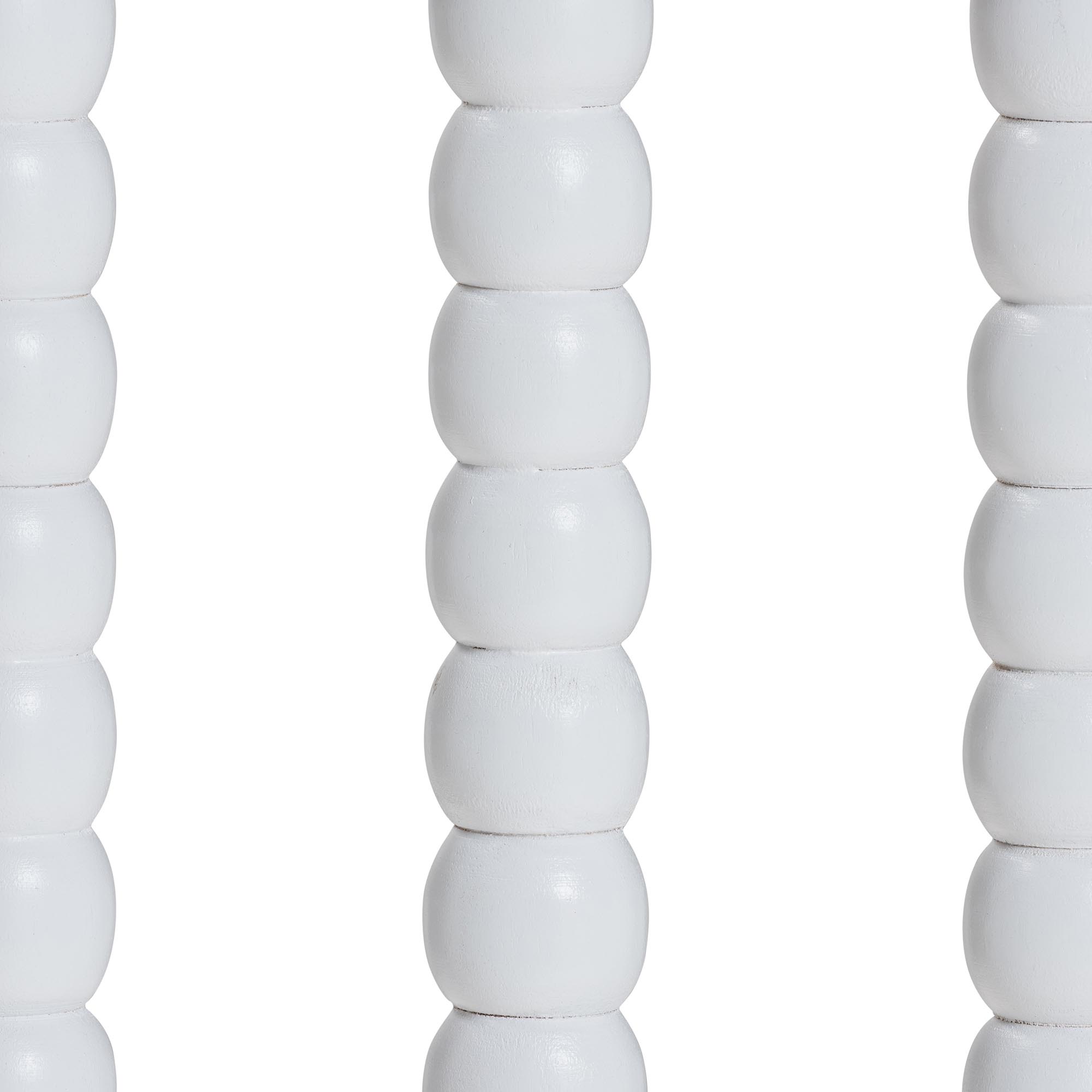 bali & pari Deya Bobbin Counter Stool - Sculptural Wood Kitchen Seating with Upholstered Seat and Spindle Back, White
