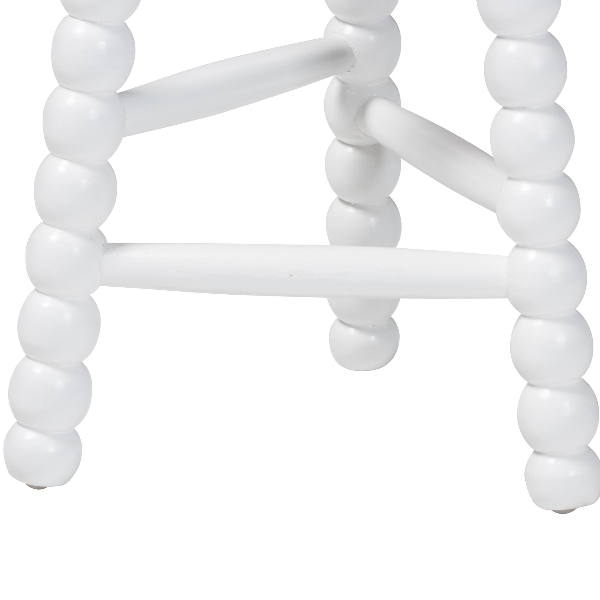 bali & pari David Acacia Wood Bobbin Counter Stool - Sculptural Backless Accent Stool for Kitchen Island or Lounge with Footrest, White