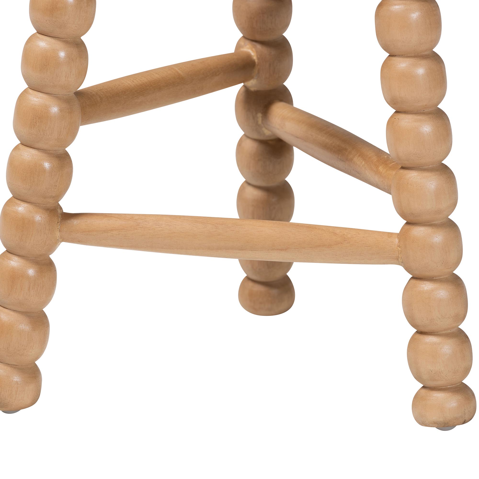 bali & pari David Acacia Wood Bobbin Counter Stool - Sculptural Backless Accent Stool for Kitchen Island or Lounge with Footrest, Natural Brown