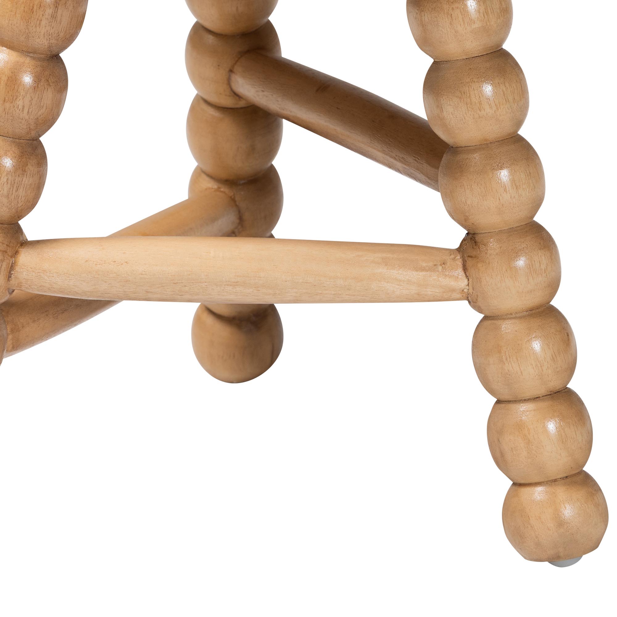 bali & pari David Acacia Wood Multipurpose Accent Stool - Turned Bobbin Decorative Side ottoman with Tripod Base, Natural Brown