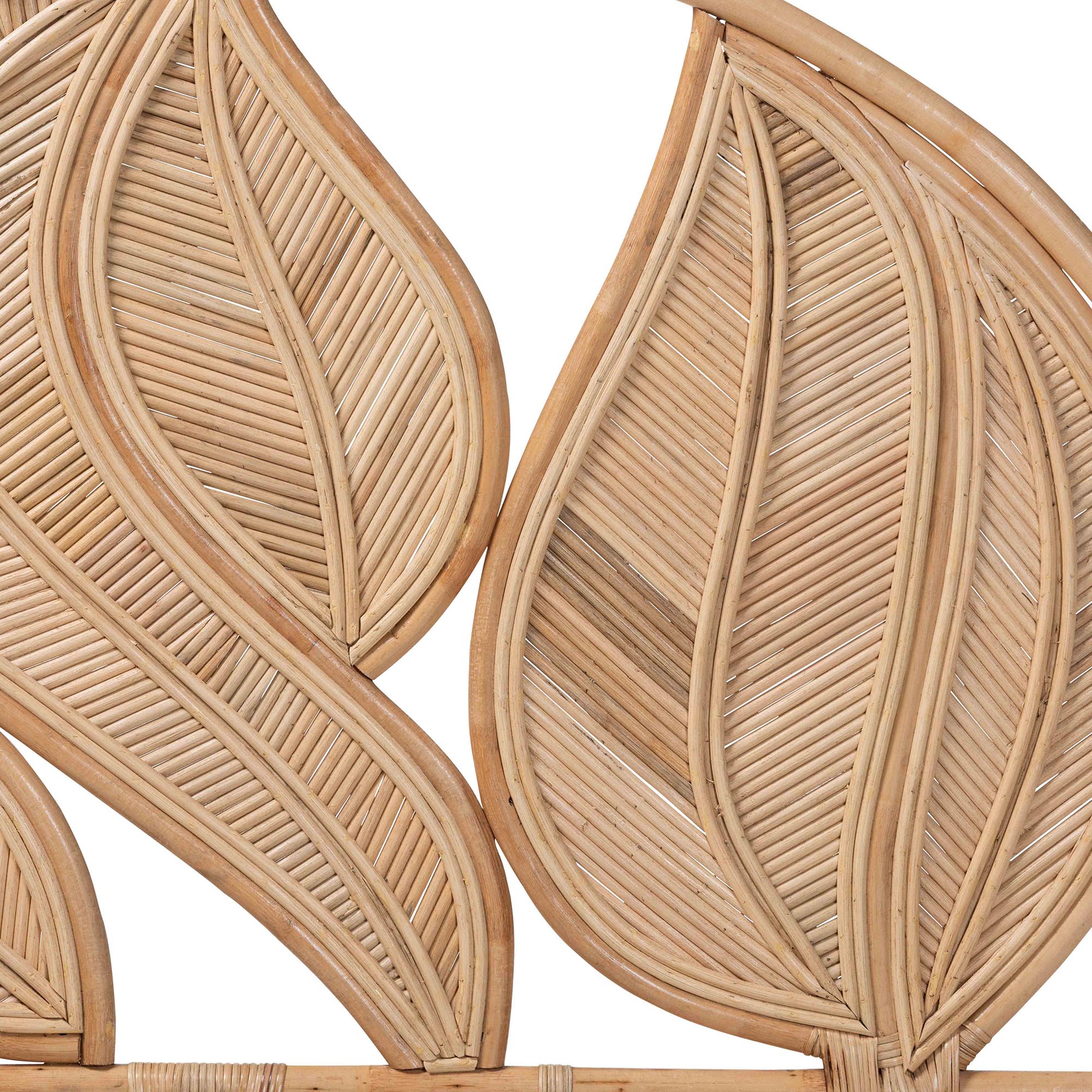 bali & pari Lifen Natural Rattan Standalone Headboard - Handcrafted Panel Headboard with Leaf Motif, King