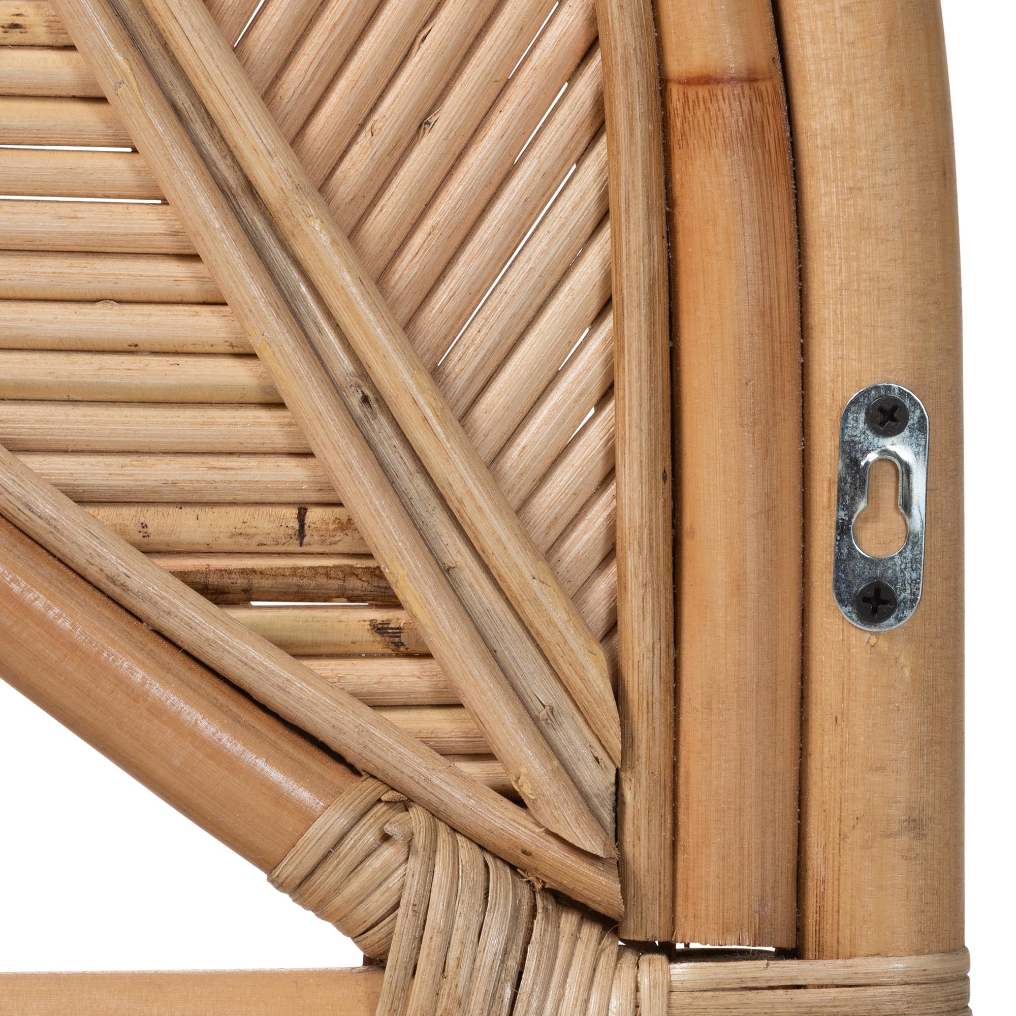 bali & pari Lifen Natural Rattan Standalone Headboard - Handcrafted Panel Headboard with Leaf Motif, Queen