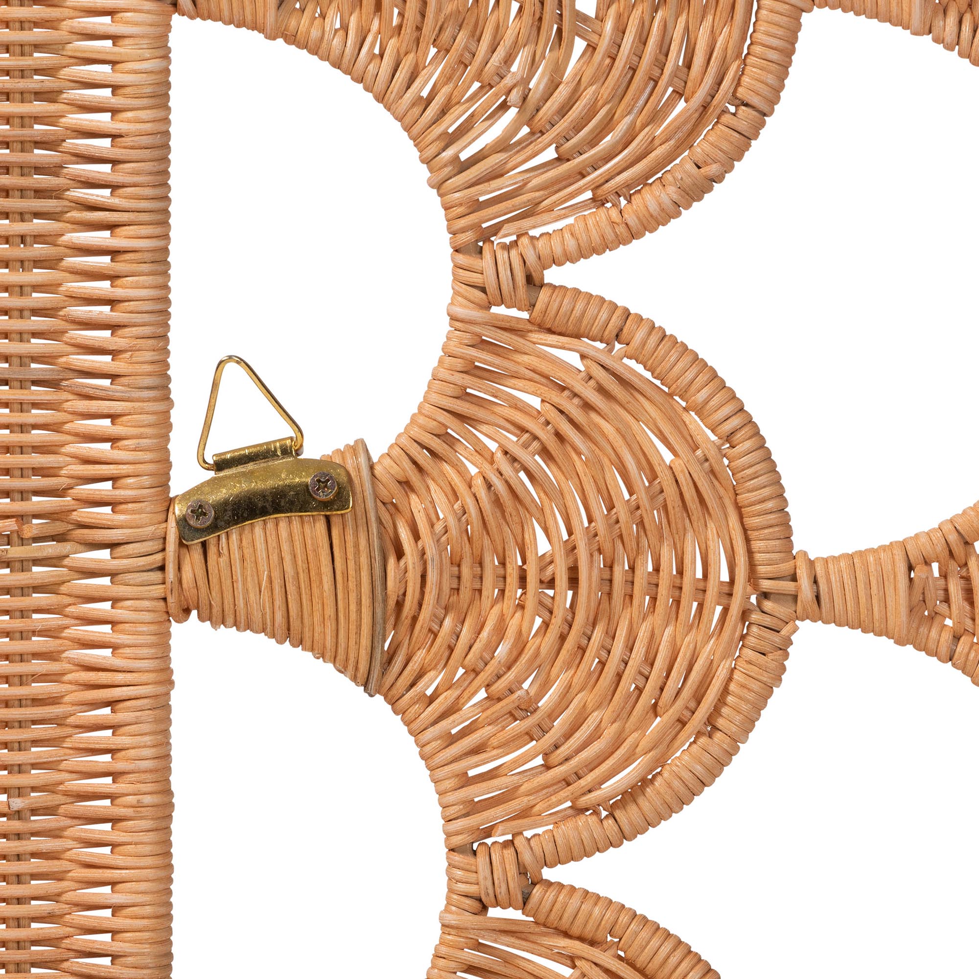 bali & pari Felician Natural Rattan Standalone Headboard - Handwoven Wicker Panel Headboard with Scalloped Fan Motif, Queen