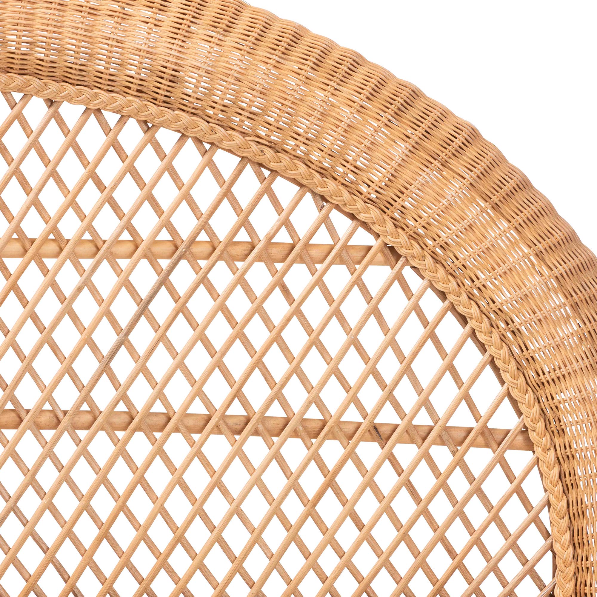 bali & pari Harini Natural Rattan Standalone Headboard - Handwoven Wicker Panel Headboard with Lattice Panel, Queen