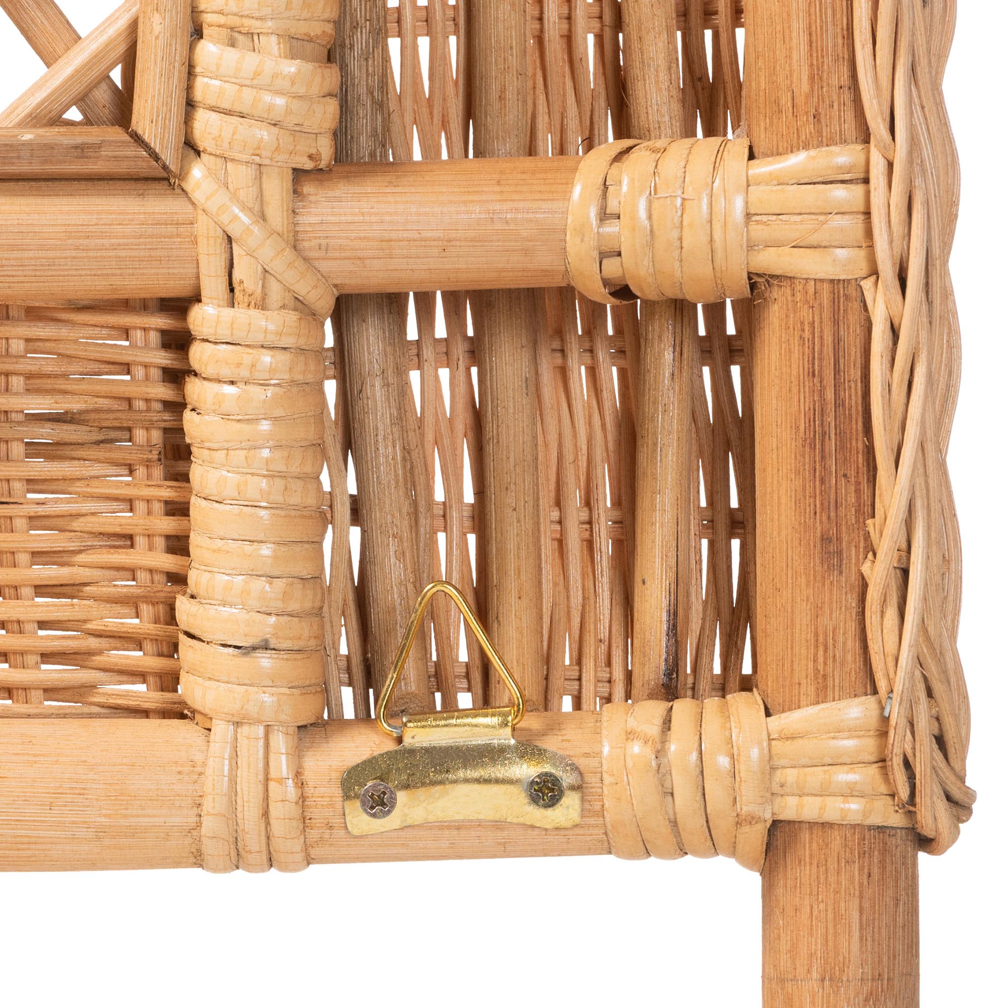 bali & pari Harini Natural Rattan Standalone Headboard - Handwoven Wicker Panel Headboard with Lattice Panel, Queen