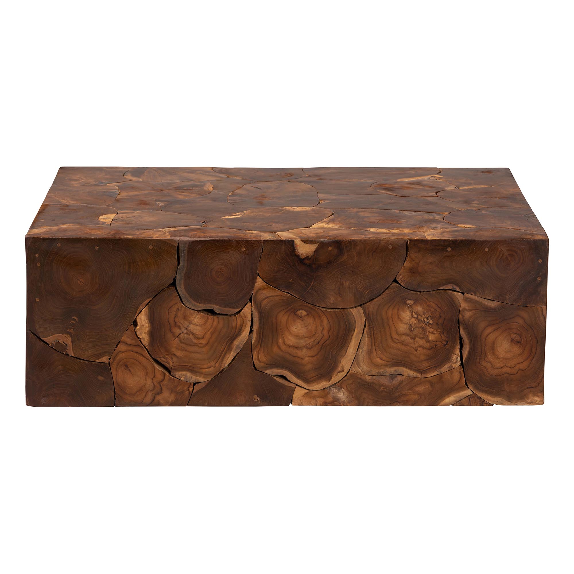 bali & pari Eldora Teak Wood Coffee Table - Handcrafted Live-Edge Accent Table, Low Profile Design for Living Room