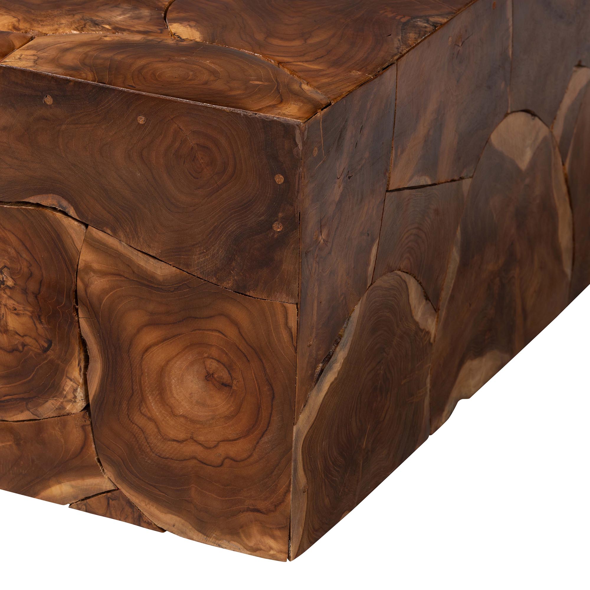 bali & pari Eldora Teak Wood Coffee Table - Handcrafted Live-Edge Accent Table, Low Profile Design for Living Room