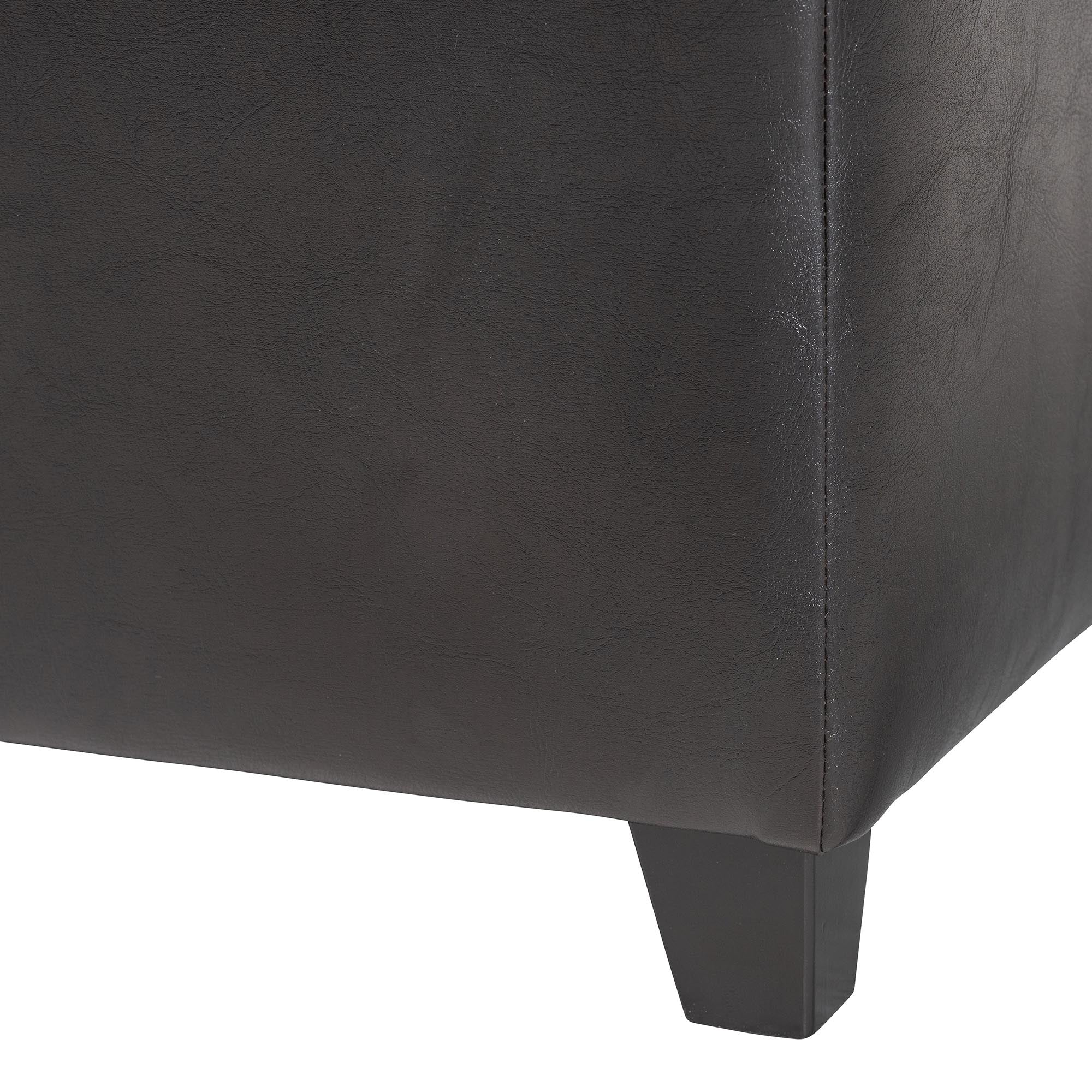 Baxton Studio Dark Brown Full Leather Storage Cube Ottoman