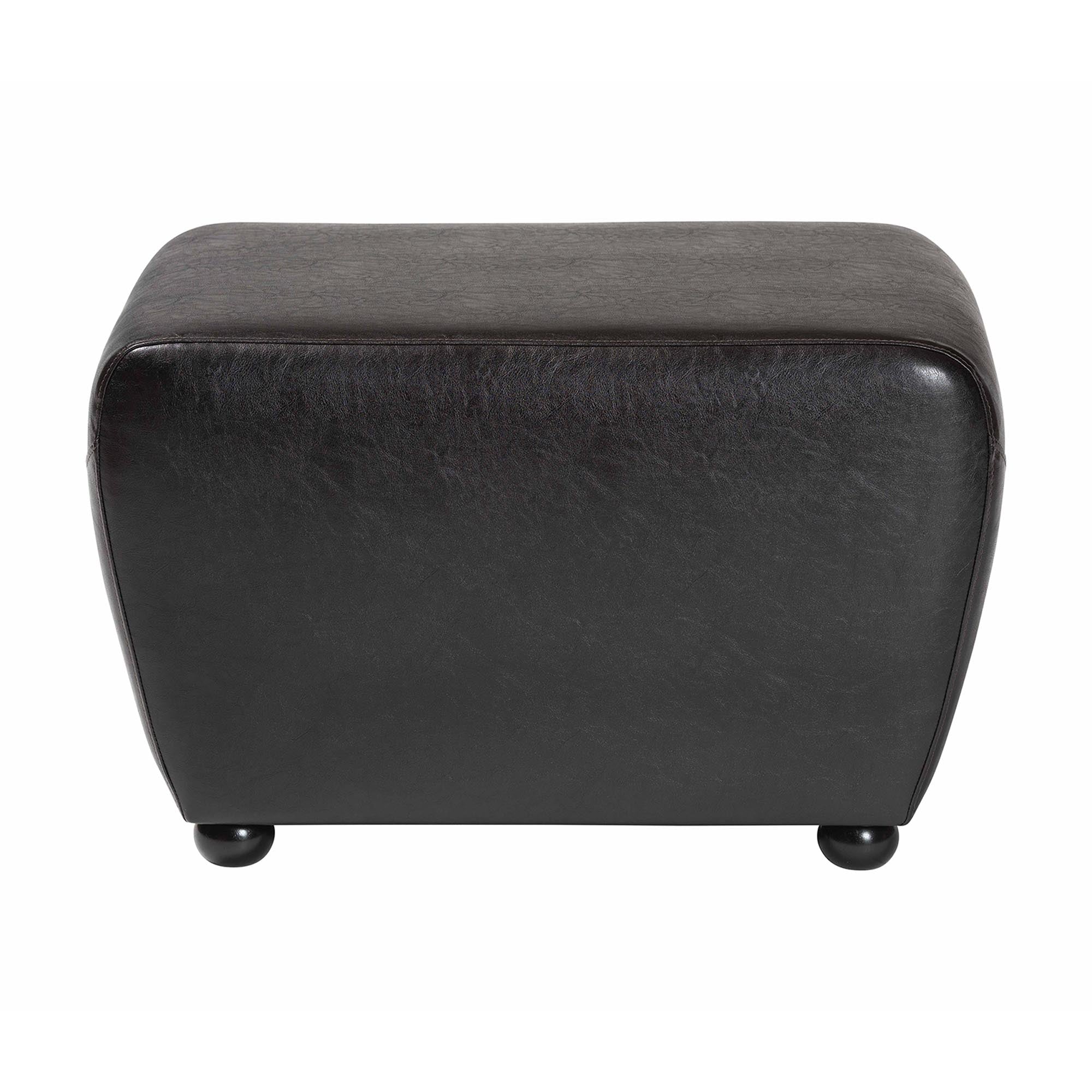 Baxton Studio Dark Brown Full Leather Ottoman with Rounded Sides