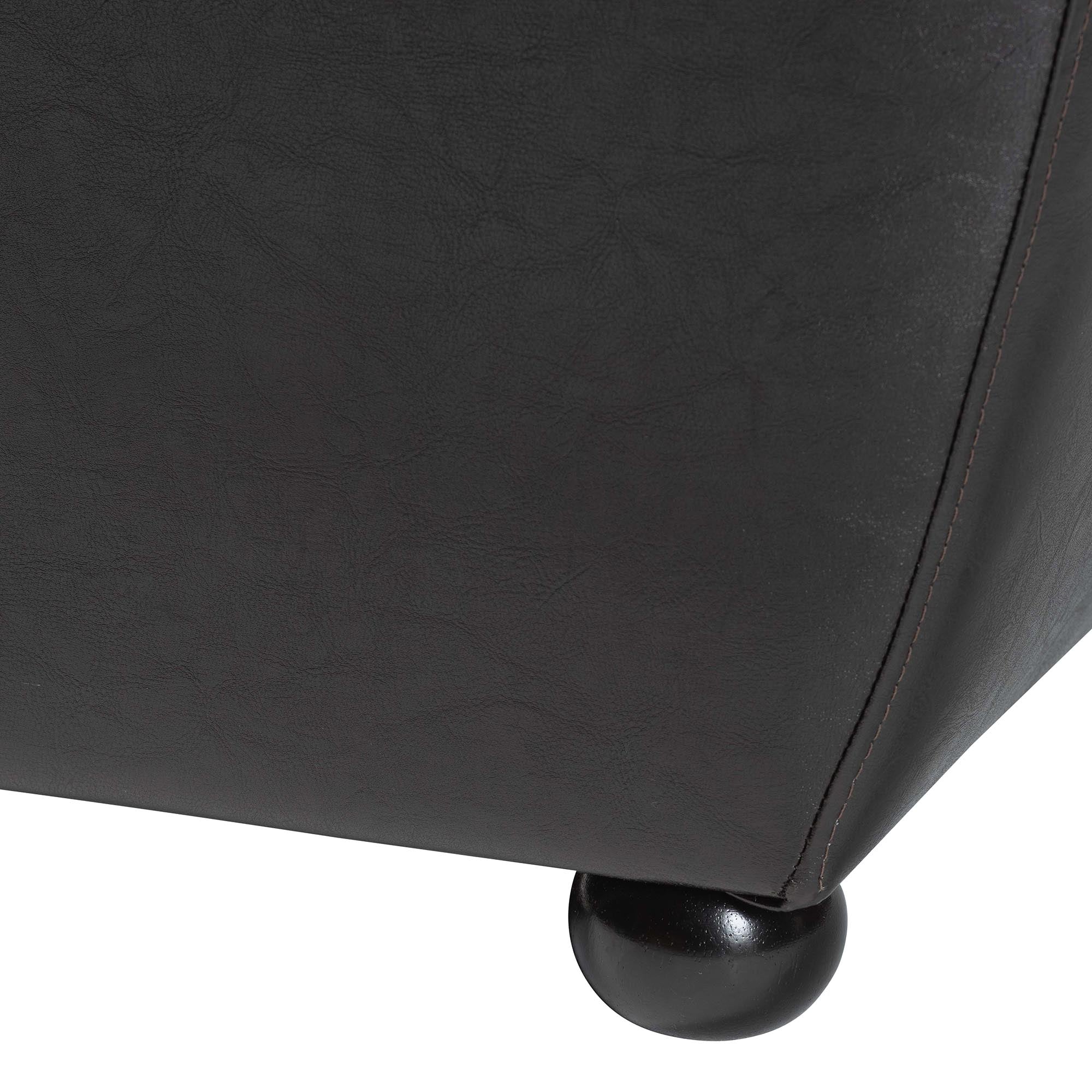 Baxton Studio Dark Brown Full Leather Ottoman with Rounded Sides