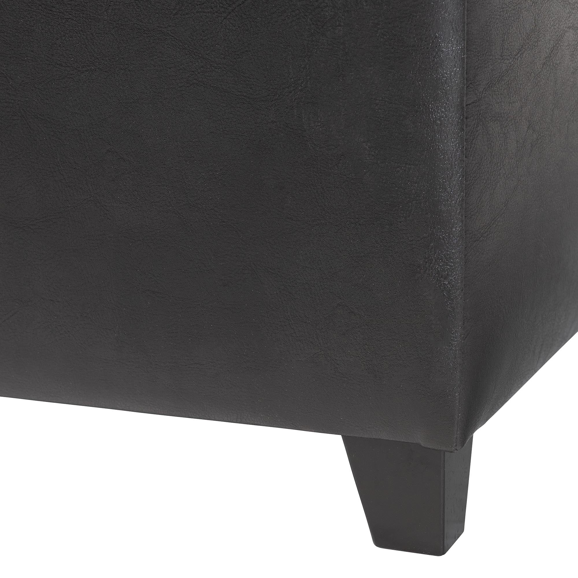 Baxton Studio Black Full Leather Storage Cube Ottoman